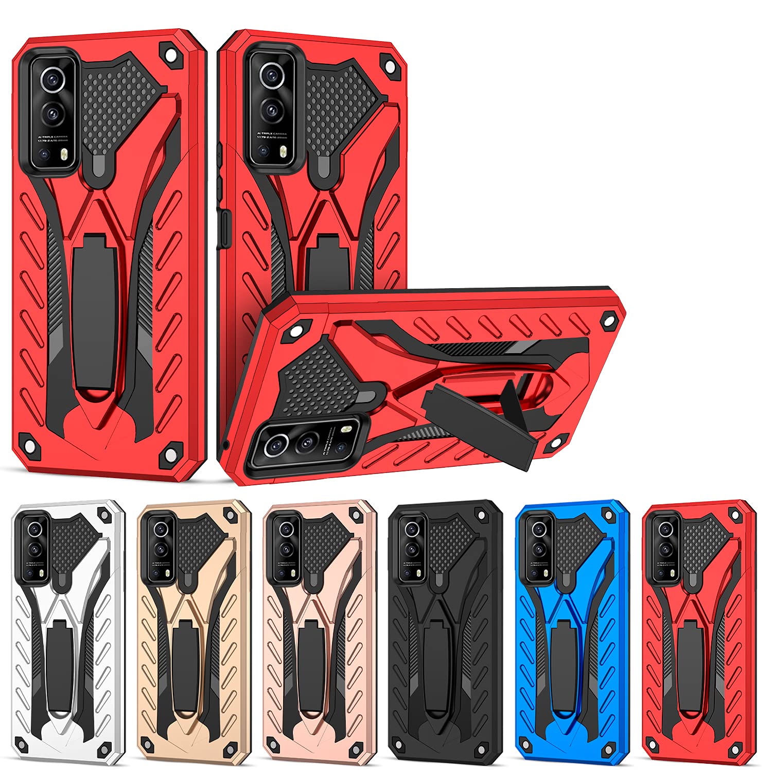 Shockproof Hybrid 2-in-1 Silicone PC Armor Case for Vivo iQOO Z3 5G - Drop Tested Protective Phone Cover with Kickstand (Blue) | Perfect for Outdoor Activities, Travel & Daily Protection