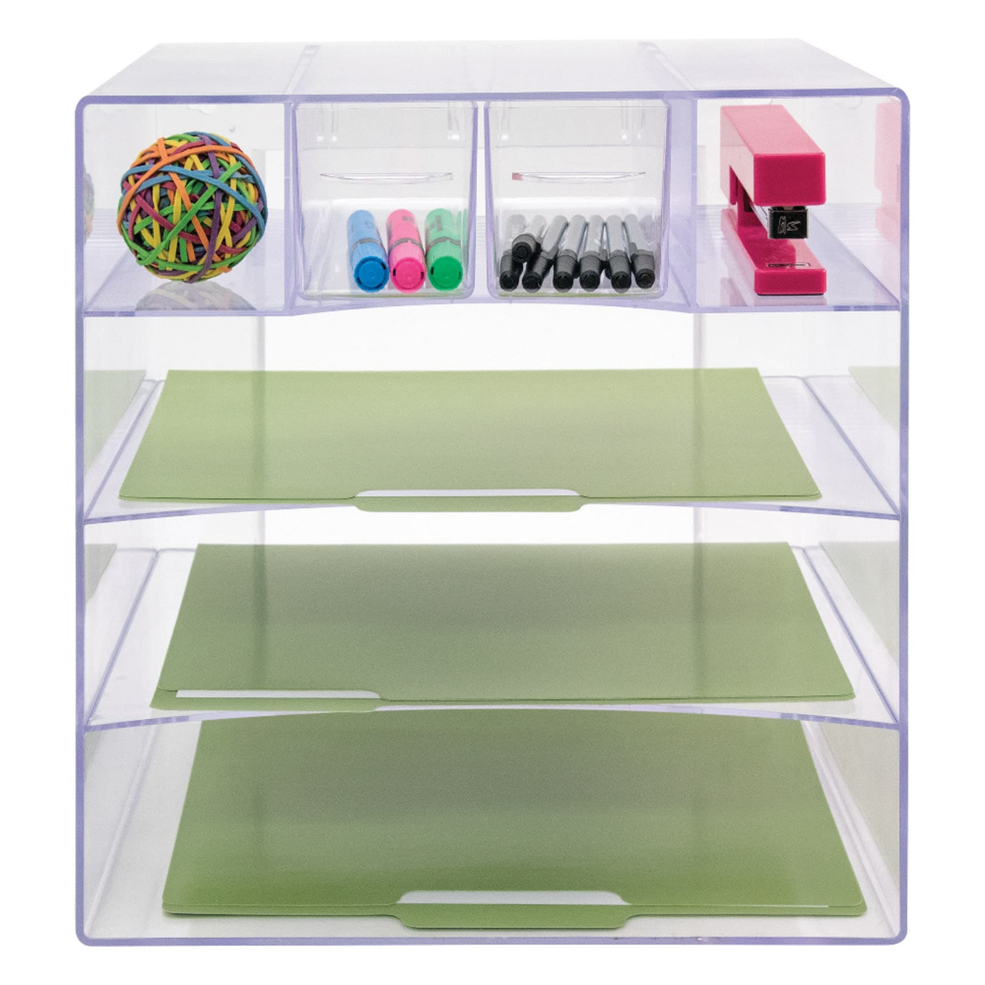 Clear 6-Compartment Desktop Organizer - Perfect for Office, Home, and School Supplies Storage