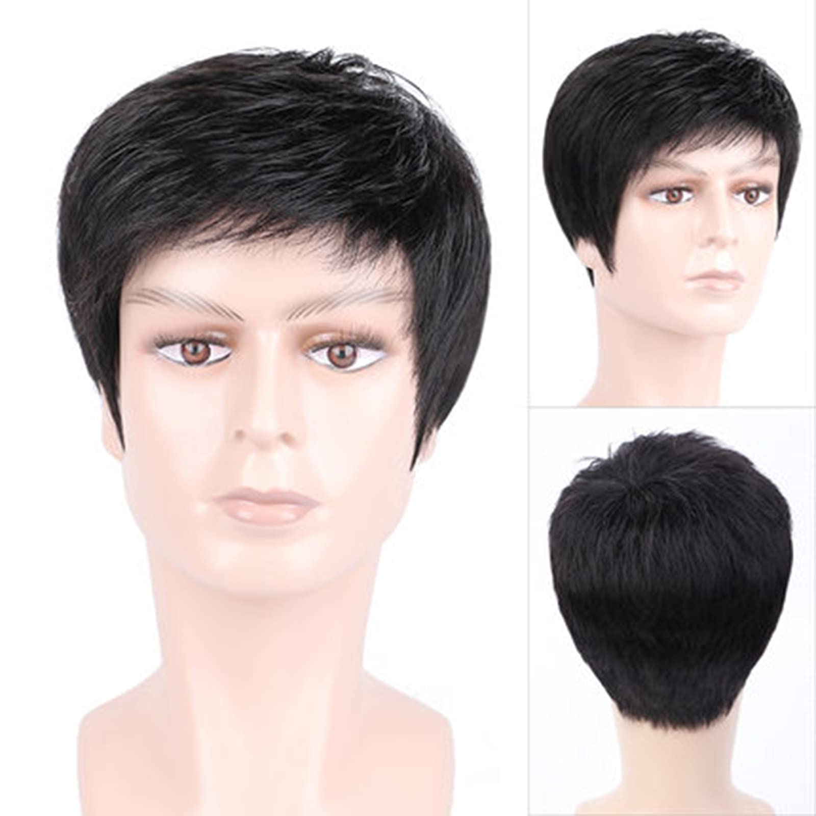 Natural Invisible Full Hood Men's Wigs - Real Hair Short Hair Wigs for Middle-Aged & Elderly Men | Perfect Gift for Dad | Daily Use & Special Occasions