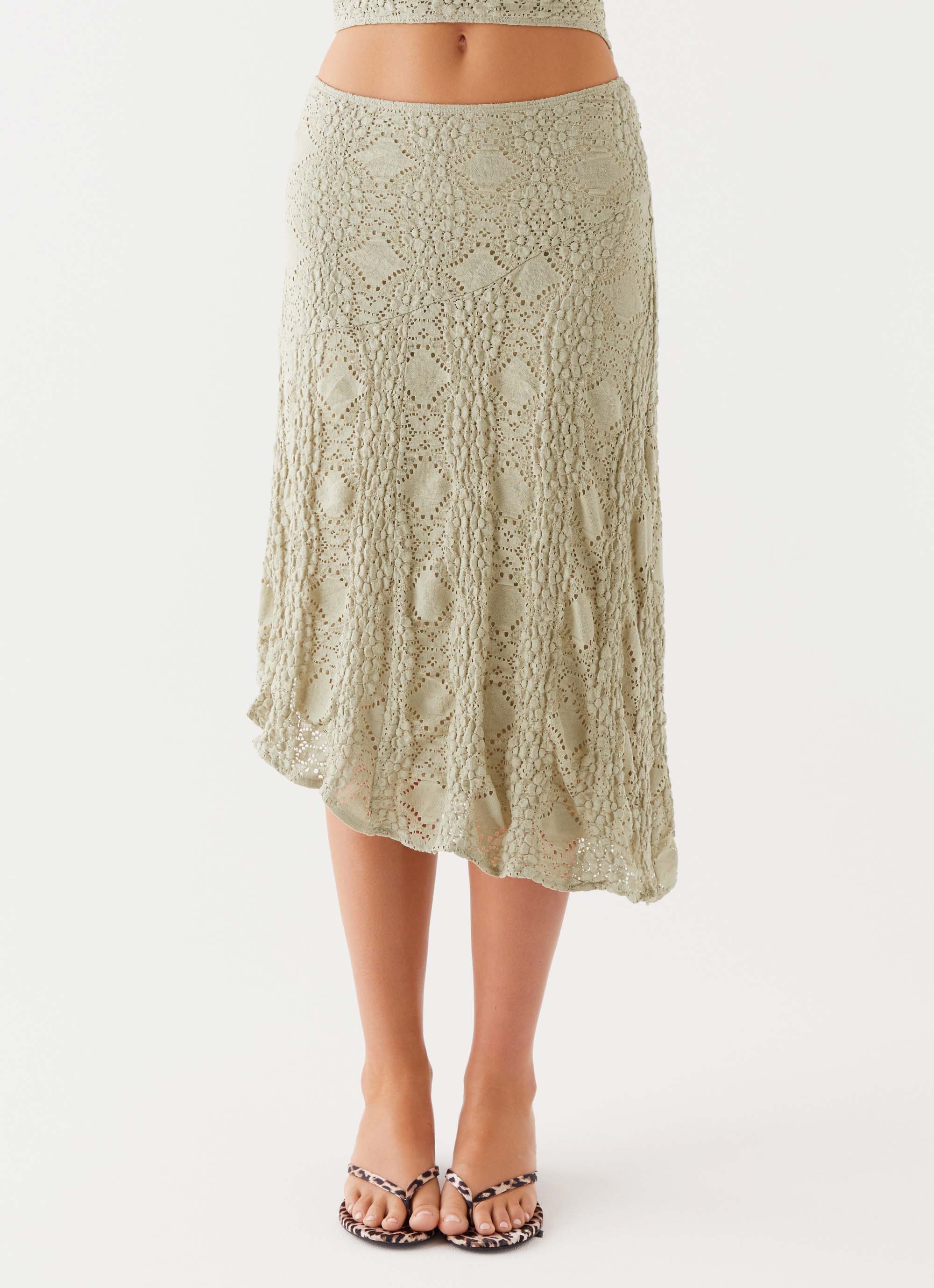 Elegant Sage Green Diamond Sky Midi Skirt for Women - Boho Flowy A-Line Skirt with Pockets - Perfect for Summer, Beach, and Casual Outfits