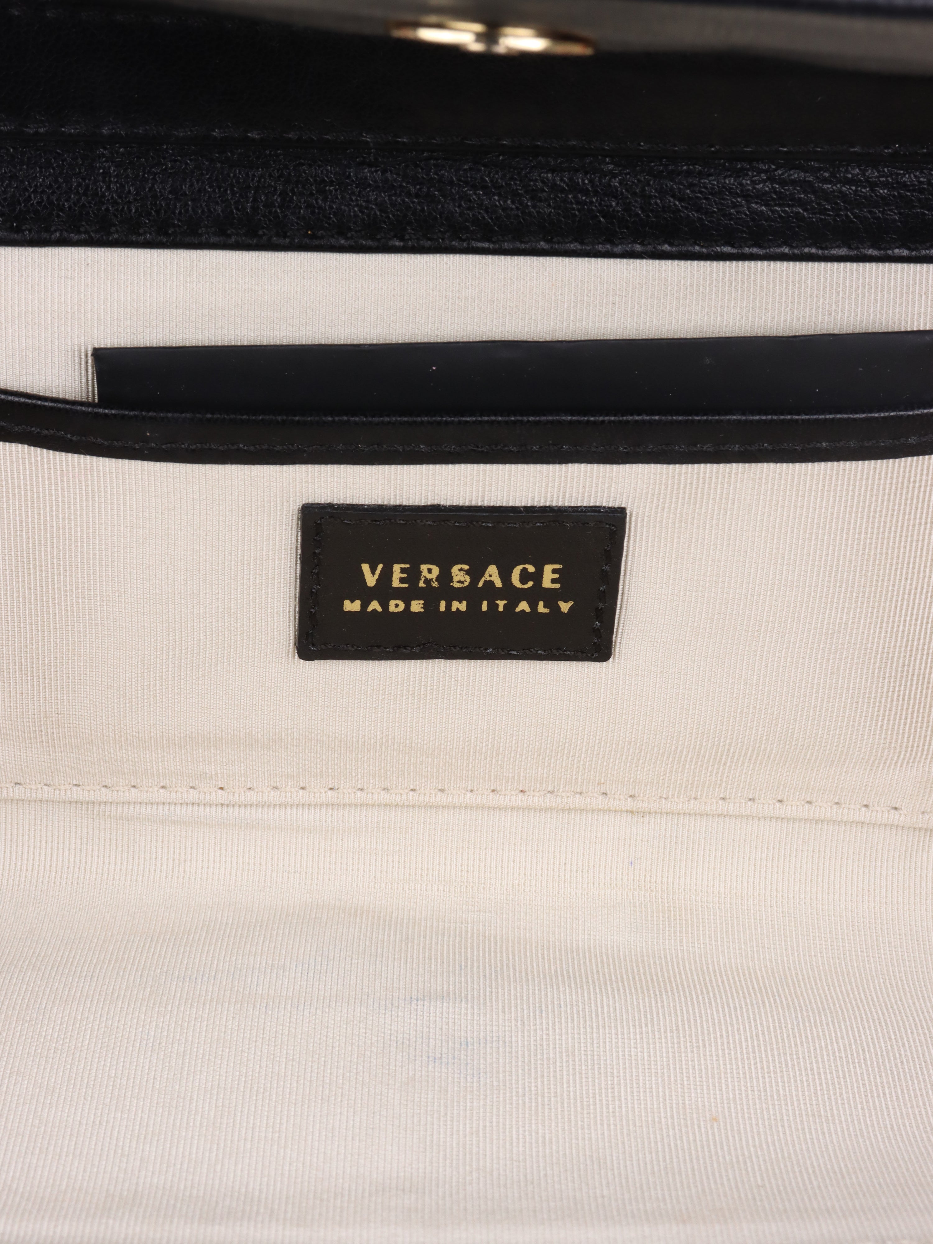 Versace Black Leather Slim Clutch Purse for Women - Elegant Evening Bag for Parties, Weddings & Special Occasions