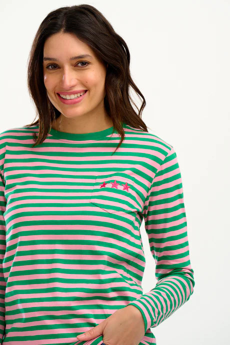 Brunswick Jersey Top - Pink & Green Triple Star Design for Women | Comfortable & Stylish Volleyball & Basketball Jersey for Sports & Casual Wear