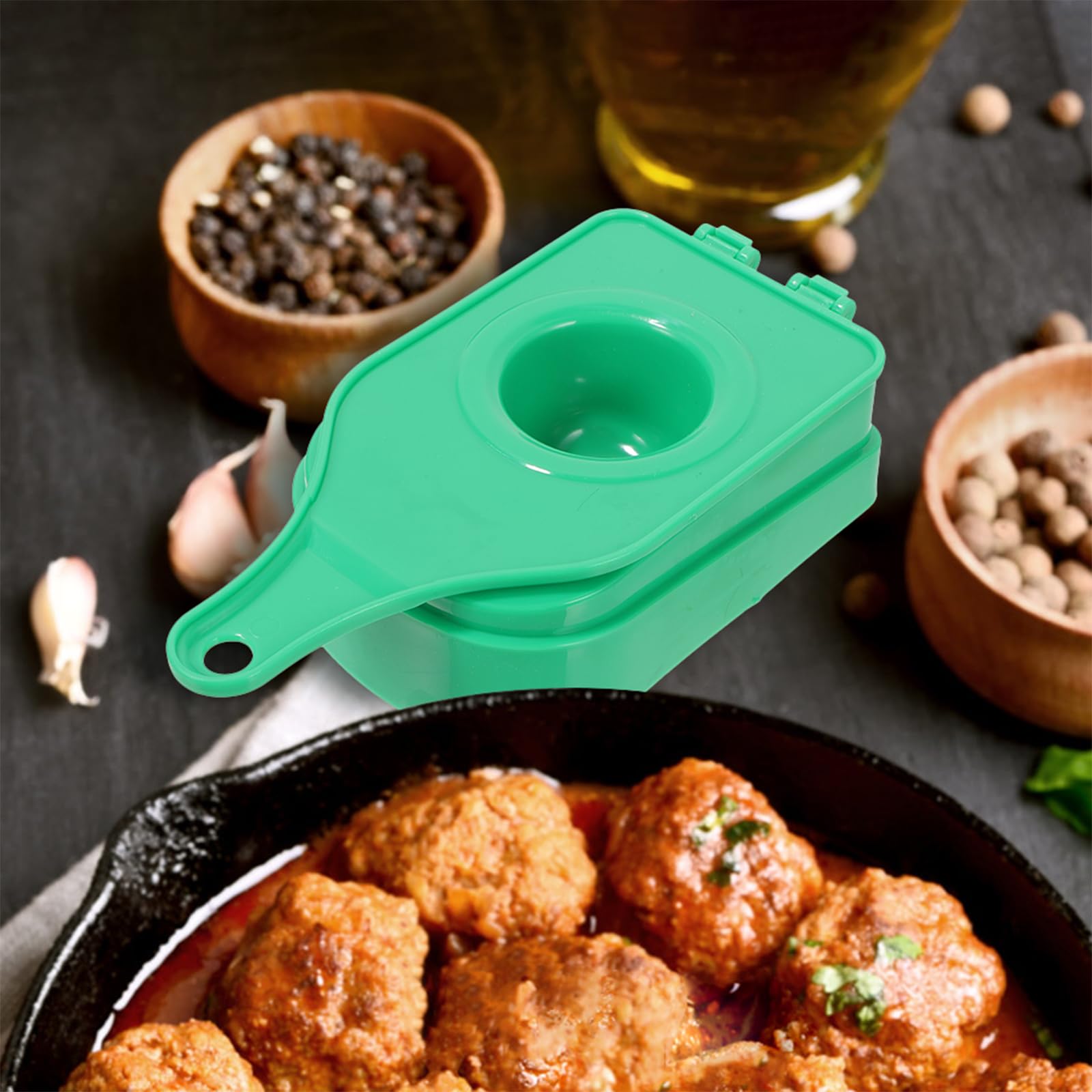 GANAZONO Mini Meatball Maker - Cake Ball & Rice Ball Scooper Tool - Plastic Meatballer Spoon & Tongs for Cooking - Portable Handheld Meat Making Mold - Perfect for Home Cooking, Meal Prep & Party Food Decoration