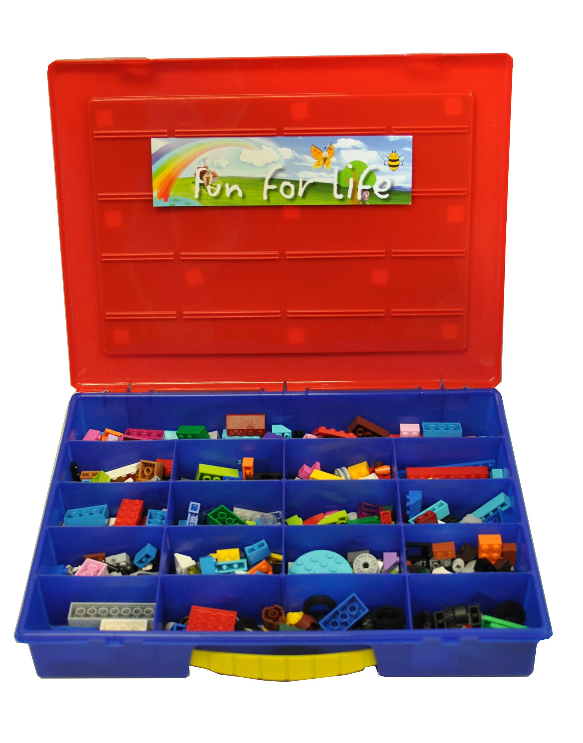LEGO-Compatible Storage Organizer Case with Building Plate - Holds 1000+ Bricks (Green/Blue) | Perfect for LEGO Organization & Creative Play