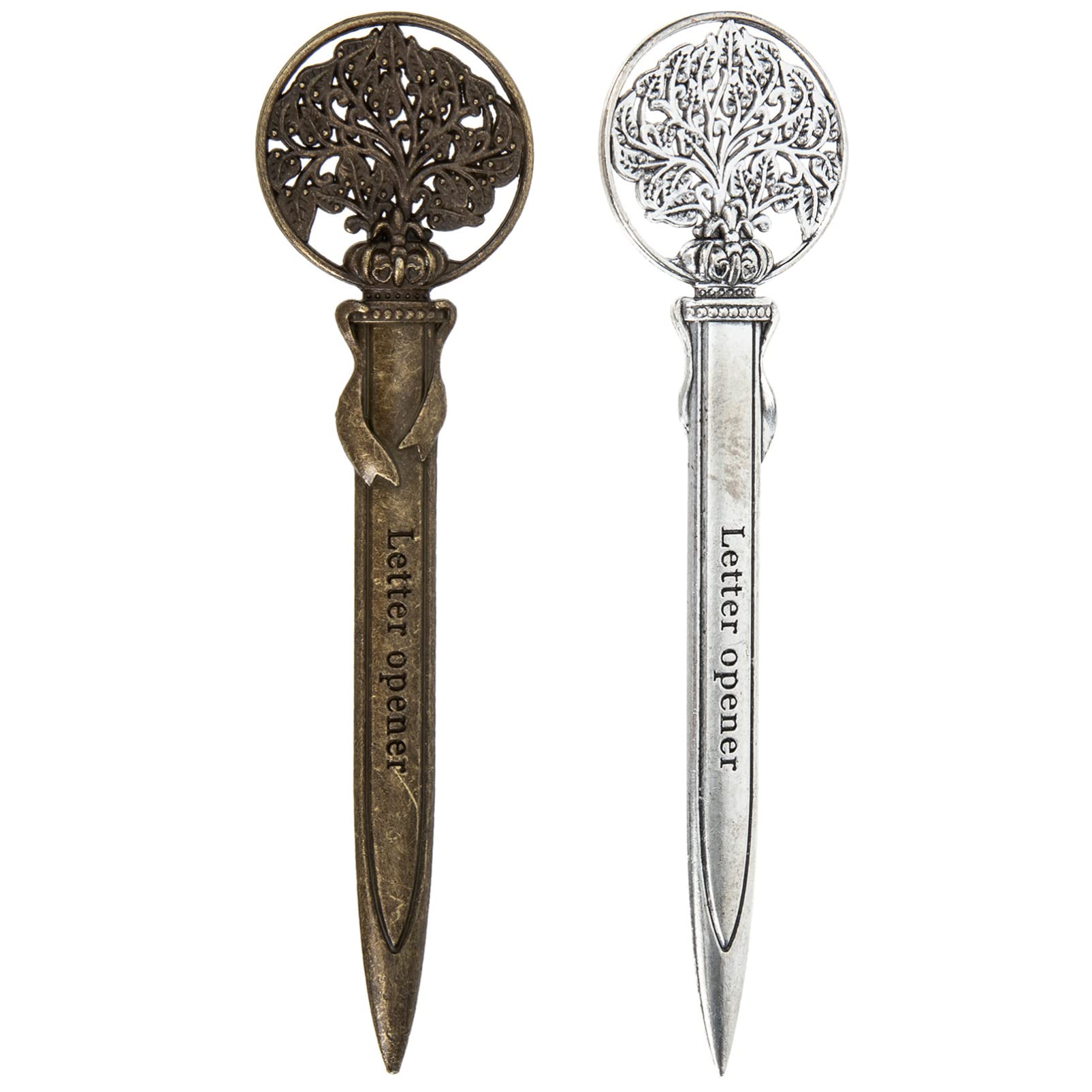 Vintage Metal Letter Opener Set - 2Pcs Retro Envelope Openers with Elegant Design, Portable & Durable Hand Tools for Office, Home, and Gift Giving | Perfect for Mail, Letters, and Decorative Use