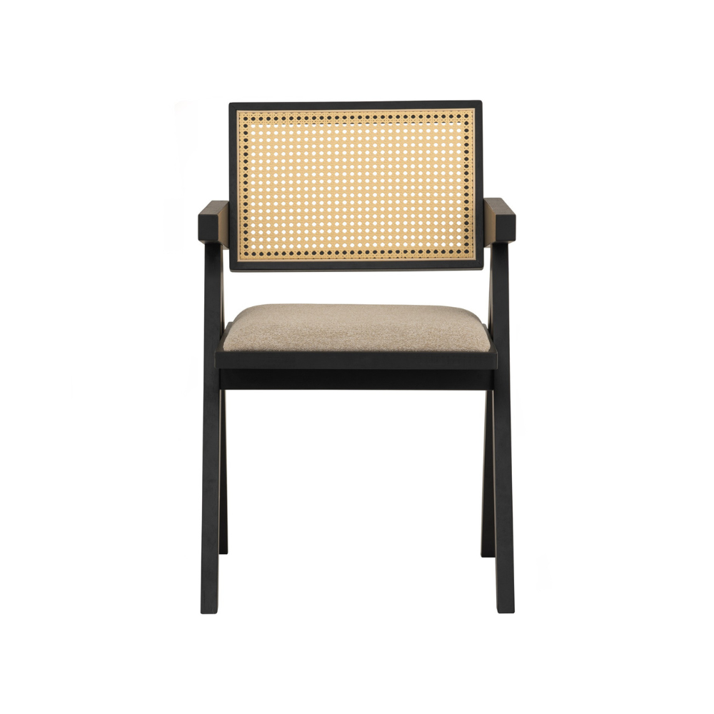 KAIRI Modern Dining Chair - Black Rattan Weave Design for Kitchen, Dining Room, and Outdoor Patio Use