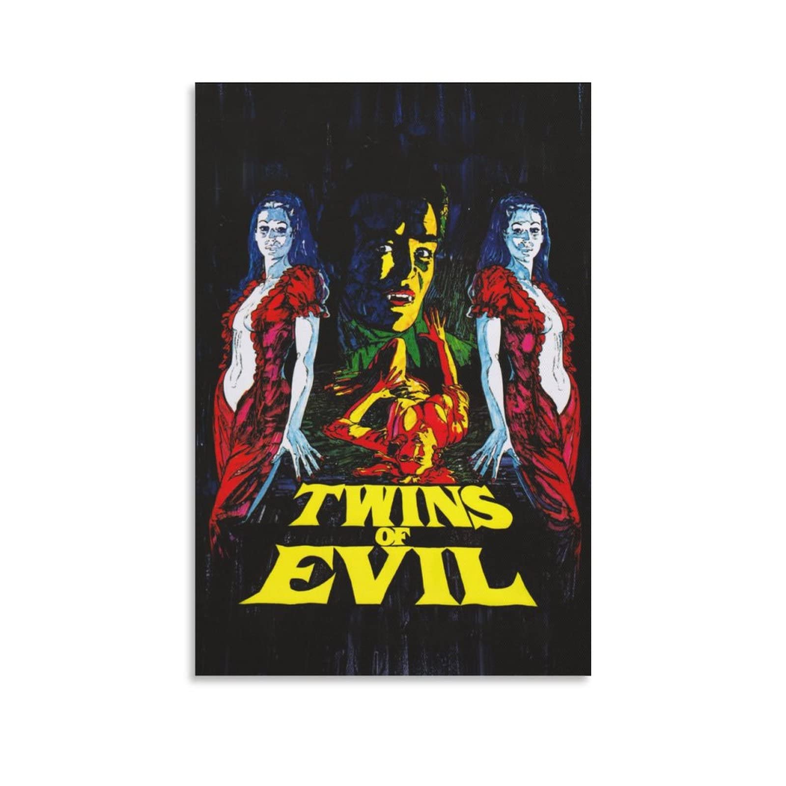 Twins of Evil 1972 Vintage Horror Movie Poster - Halloween Wall Art Decor, Gothic Canvas Painting for Living Room, Home Theater & Halloween Party (20x30inch/50x75cm) - Perfect for Horror Fans & Vintage Collectors