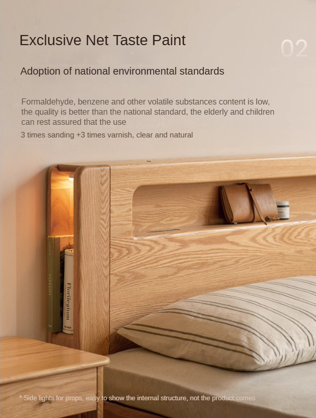 Premium Oak Solid Wood Luminous Box Bed - Durable Nightstand with Glow-in-the-Dark Features for Bedroom, Guest Room, and Kids Room Decor