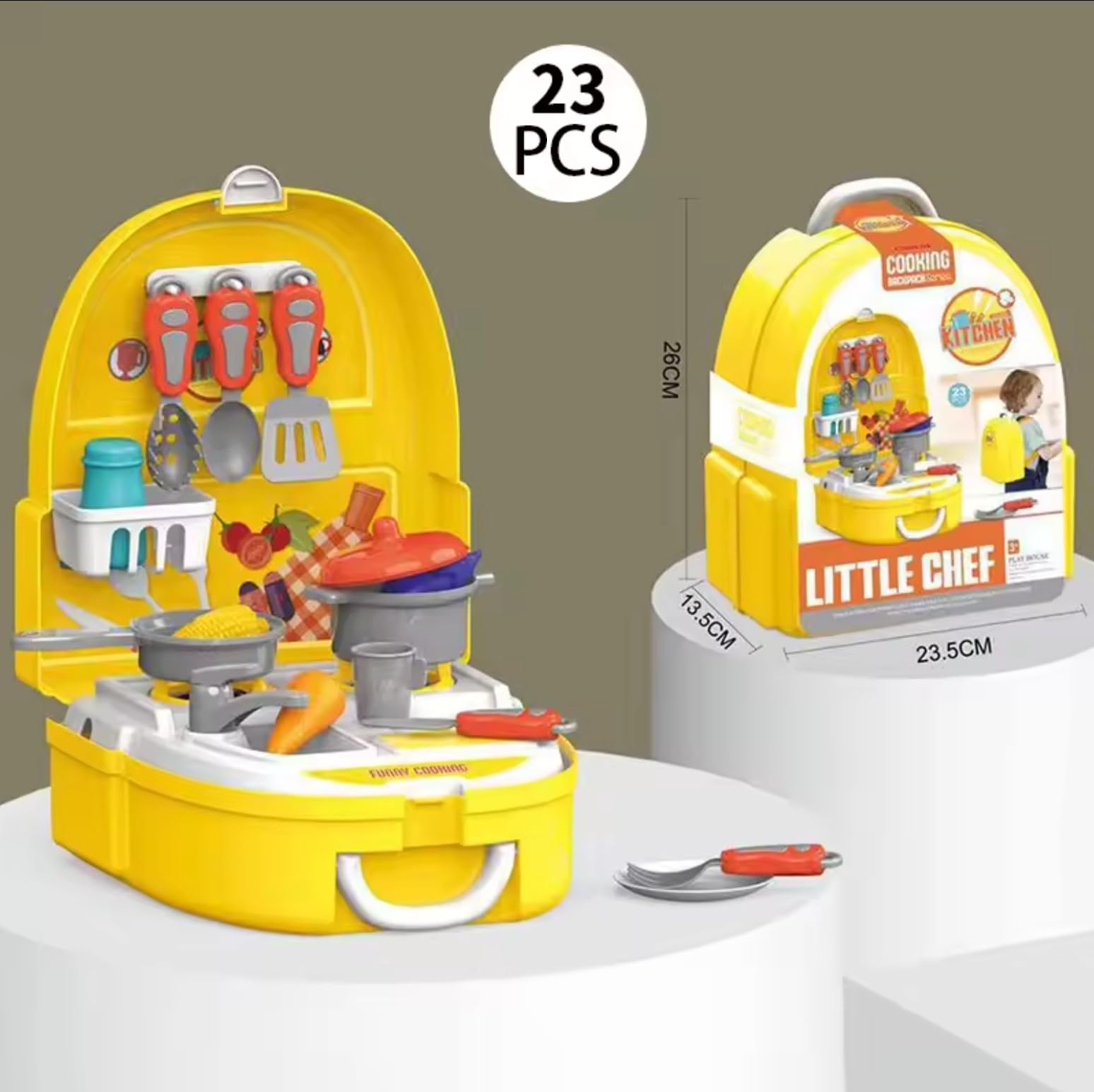 **Pretend Play Kitchen Toy Set for Kids - 30PCS Play Food & Cooking Accessories for Boys & Girls - Portable Backpack Chef Playset - Fun Parent-Child Cooking Role Play for Home & Travel**