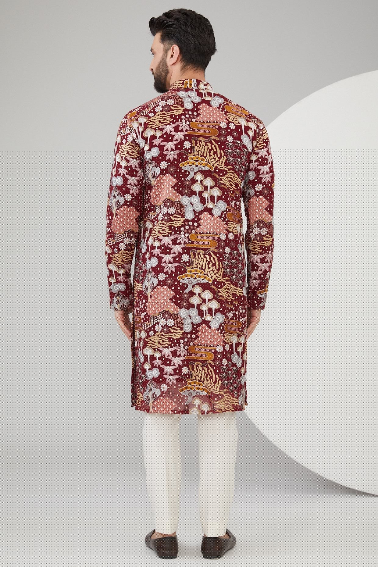 Elegant Maroon Georgette Floral Embroidered Kurti - Stylish Indian Tunic Top for Women - Perfect for Festivals, Weddings & Casual Wear