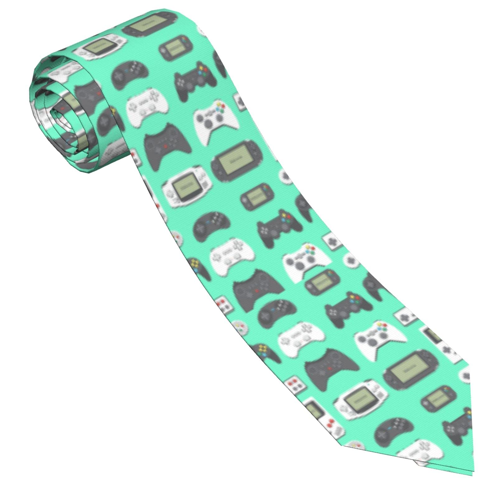 YeahSpace Funny Video Game Weapon Gamer Tie - Yellow Novelty Necktie for Gamers, Cosplay, Halloween & Gaming Events