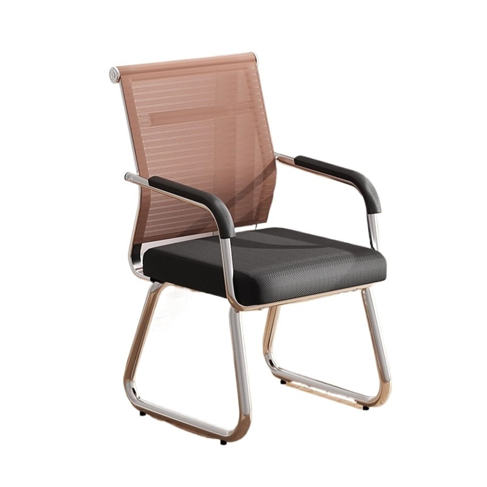 Ergonomic Mesh Office Chair with Chrome Plated Metal Base - Adjustable Height Swivel Task Chair for Home Office, Conference Room & Study (Brown) - Perfect for Long Work Hours & Video Meetings