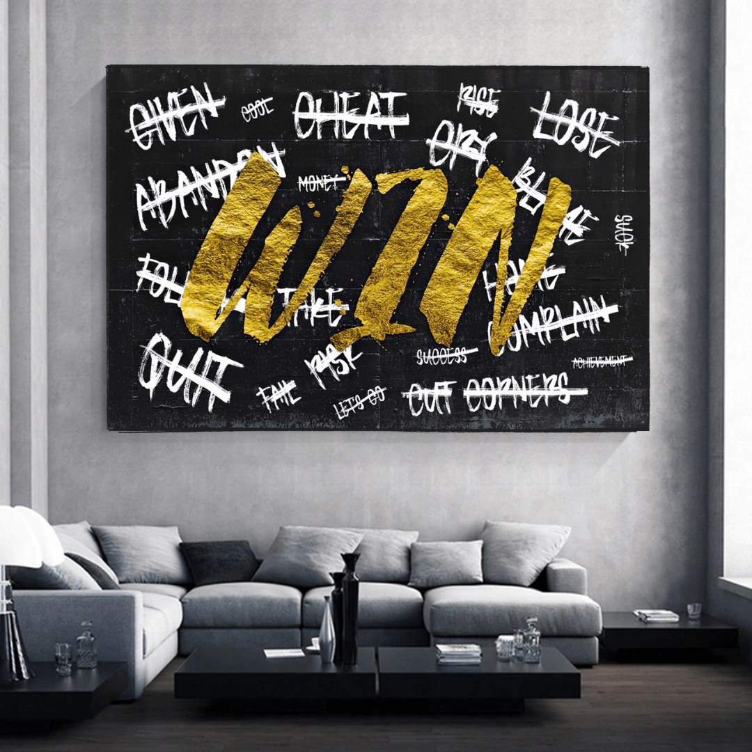 WIN Victory Motivational Canvas Wall Art - Inspirational Home & Office Decor for Living Room, Bedroom, or Workspace