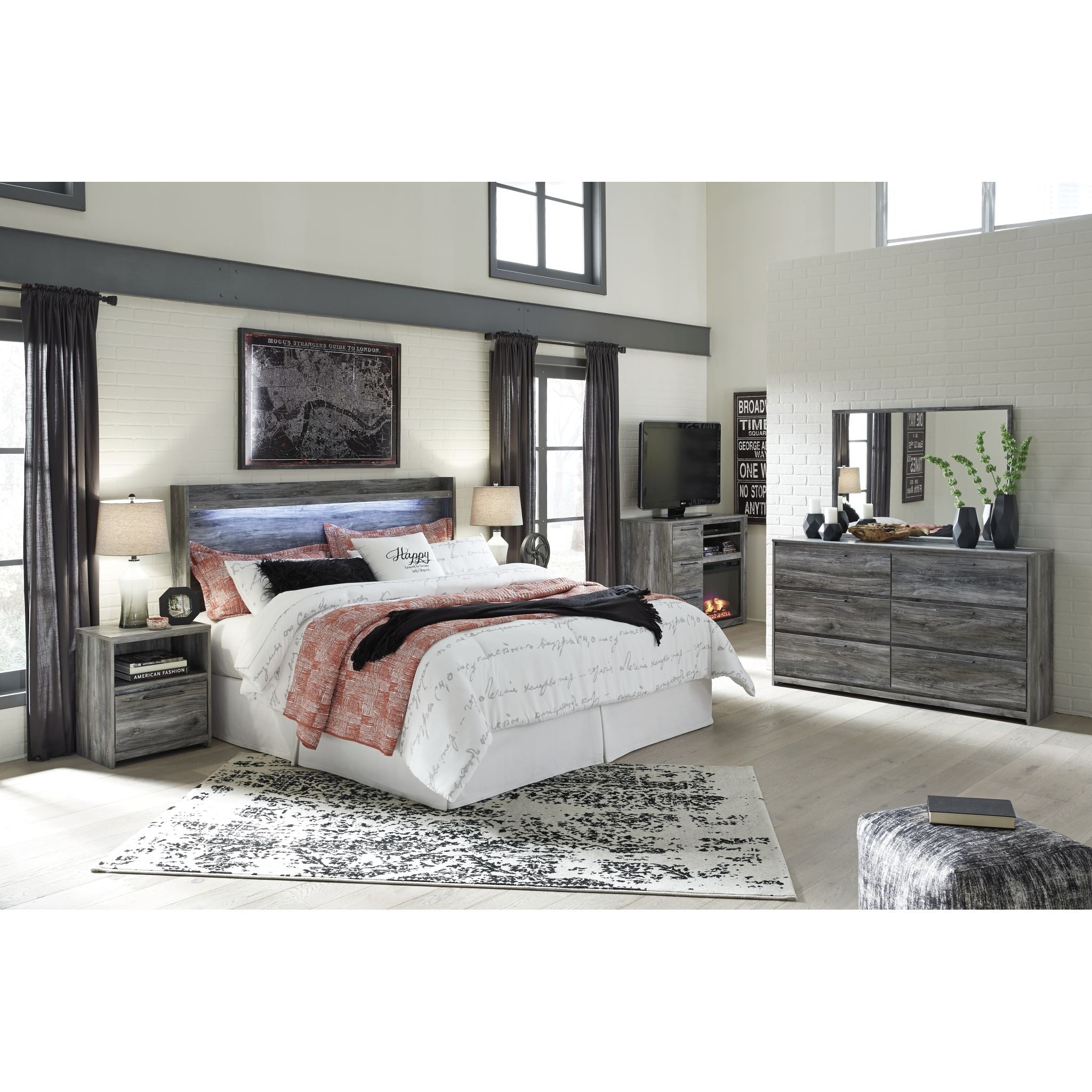 Baystorm Queen Panel Headboard - Upholstered Grey Fabric Headboard for Bedroom Decor - Perfect for Master Bedroom, Guest Room & Apartment Styling