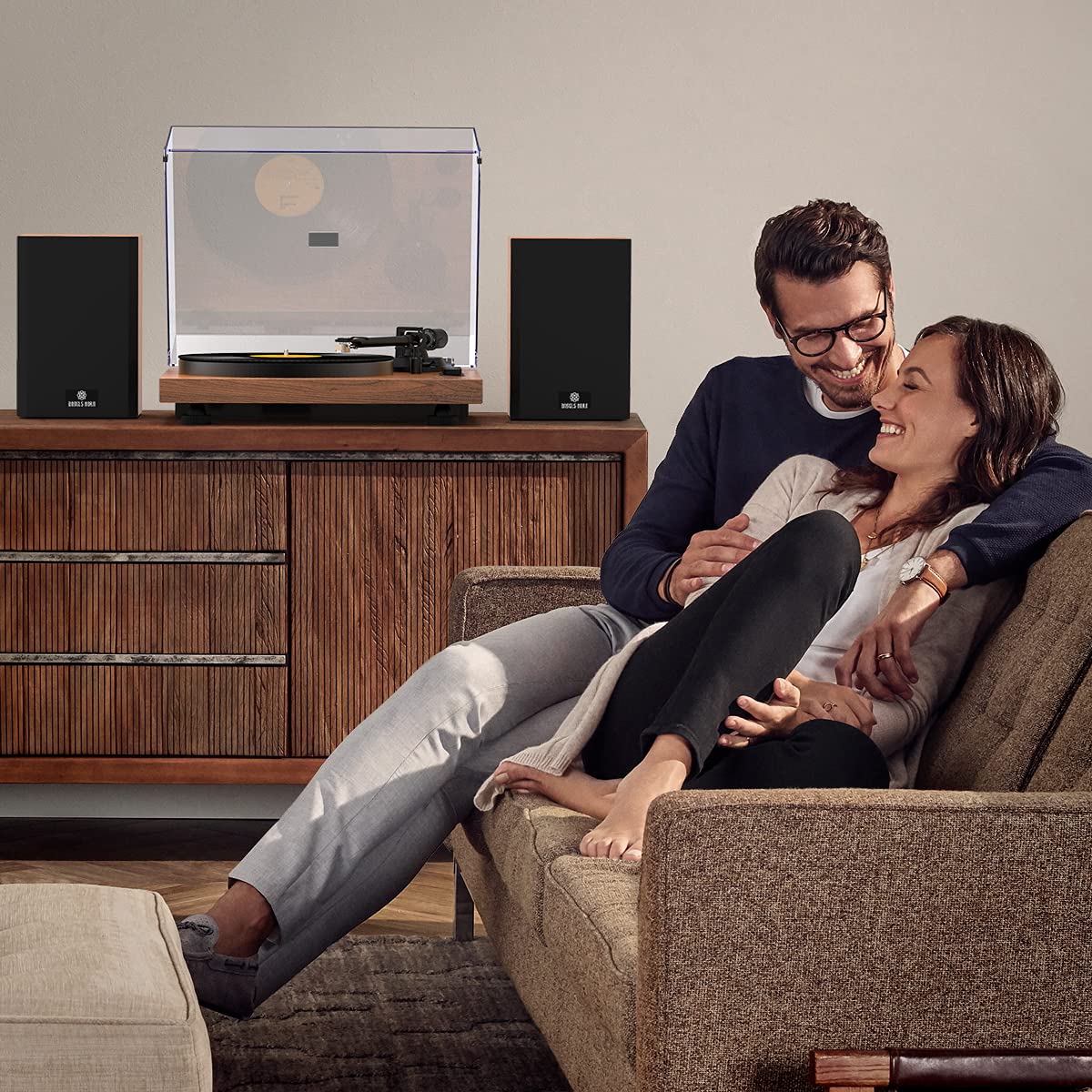 ANGELS HORN Vinyl Record Player with Hi-Fi Bluetooth Turntable, Stereo Bookshelf Speakers, Built-in Phono Preamp, Belt Drive 2-Speed, Adjustable Counterweight, AT-3600L - Perfect for Home Entertainment and Music Enthusiasts