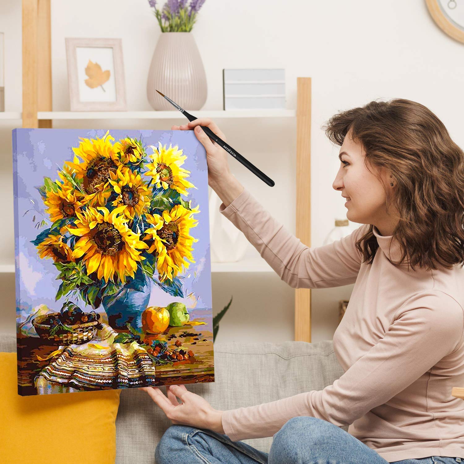 Artsy Etta Paint by Numbers Kit for Adults - Framed Canvas DIY Art Set with Floral Design | Easy Home Decor & Relaxing Creative Activity for Beginners