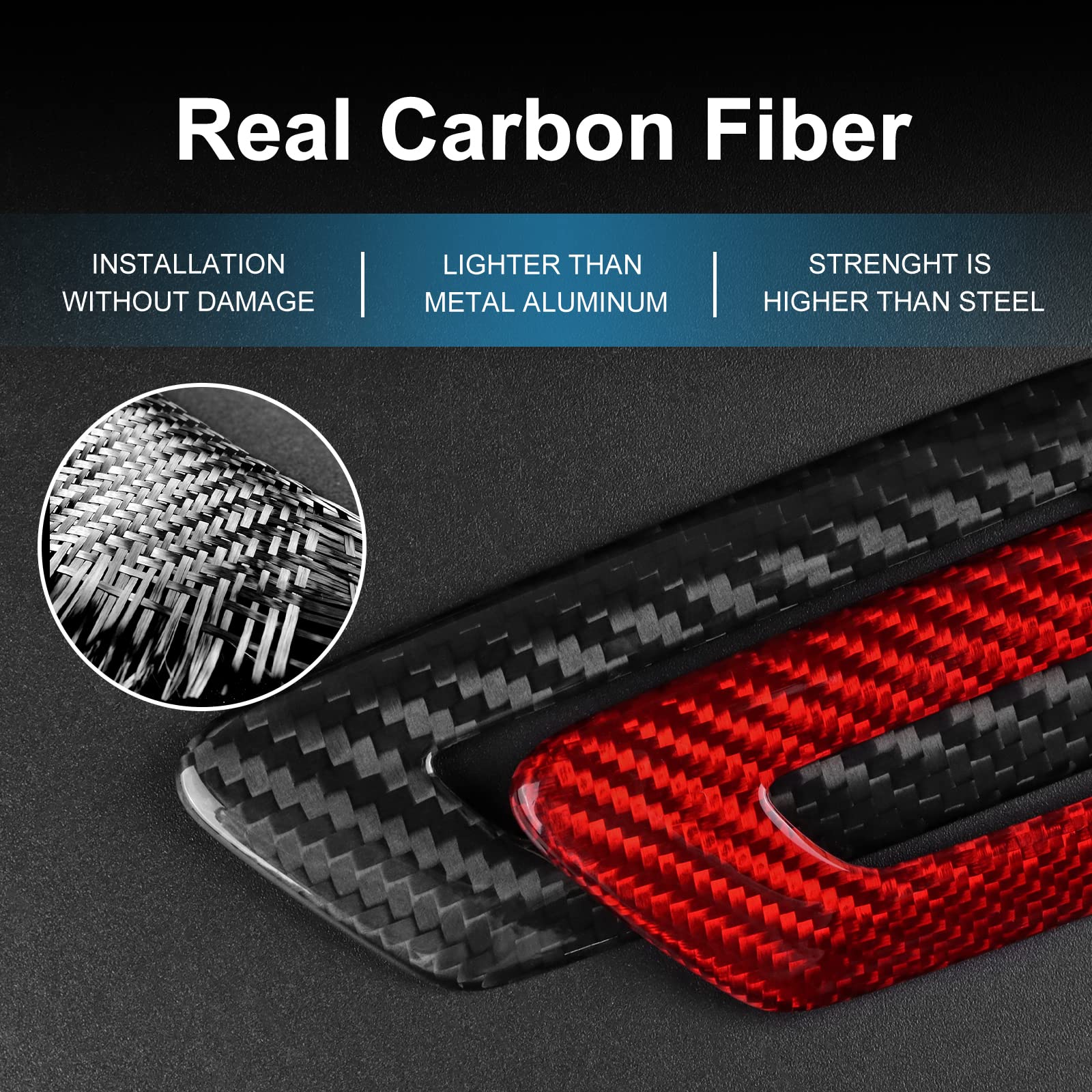 Premium Real Carbon Fiber Car Door Panel Cover & Seat Button Frame Sticker - Interior Trim Accessories for Chevrolet Camaro 2016-2023 - Red - Enhances Style & Protects Door Panels (Perfect for Car Shows, Daily Driving & Customization)