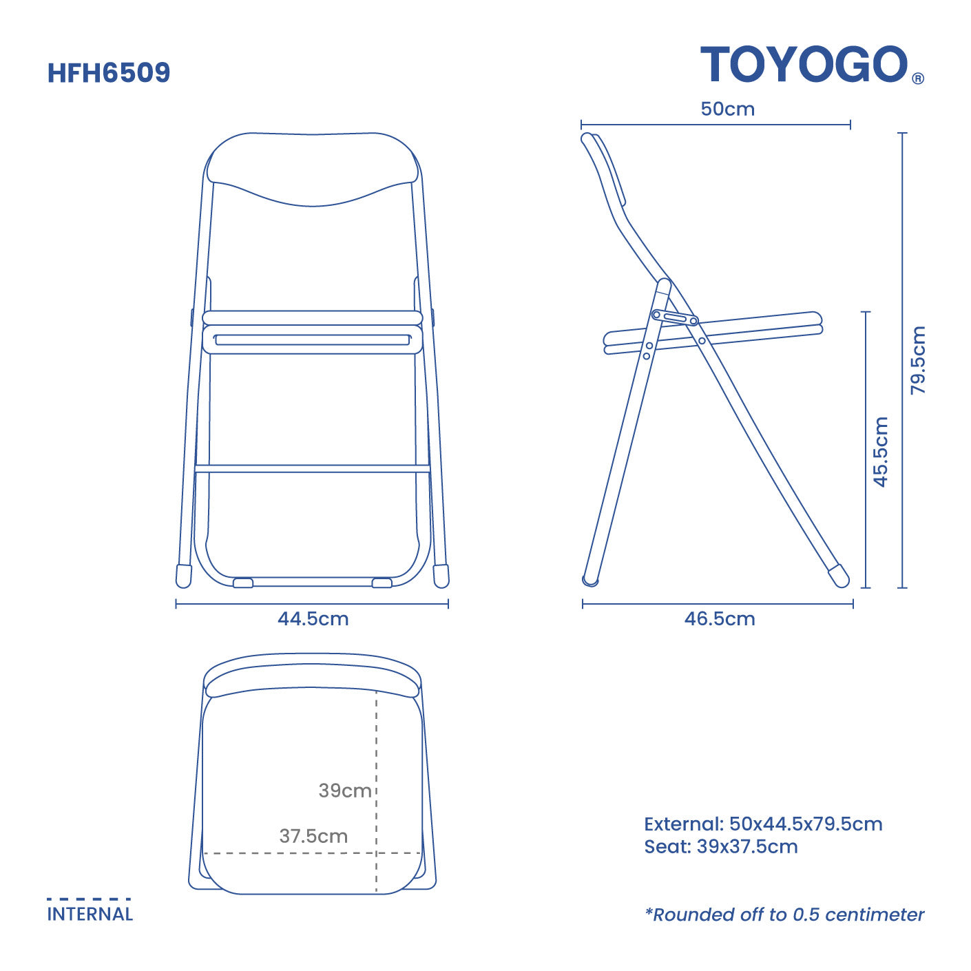 Foldable Metal Chair - Lightweight & Portable Red Folding Chair (HFH6509R) for Camping, Picnics, Outdoor Events & Home Use