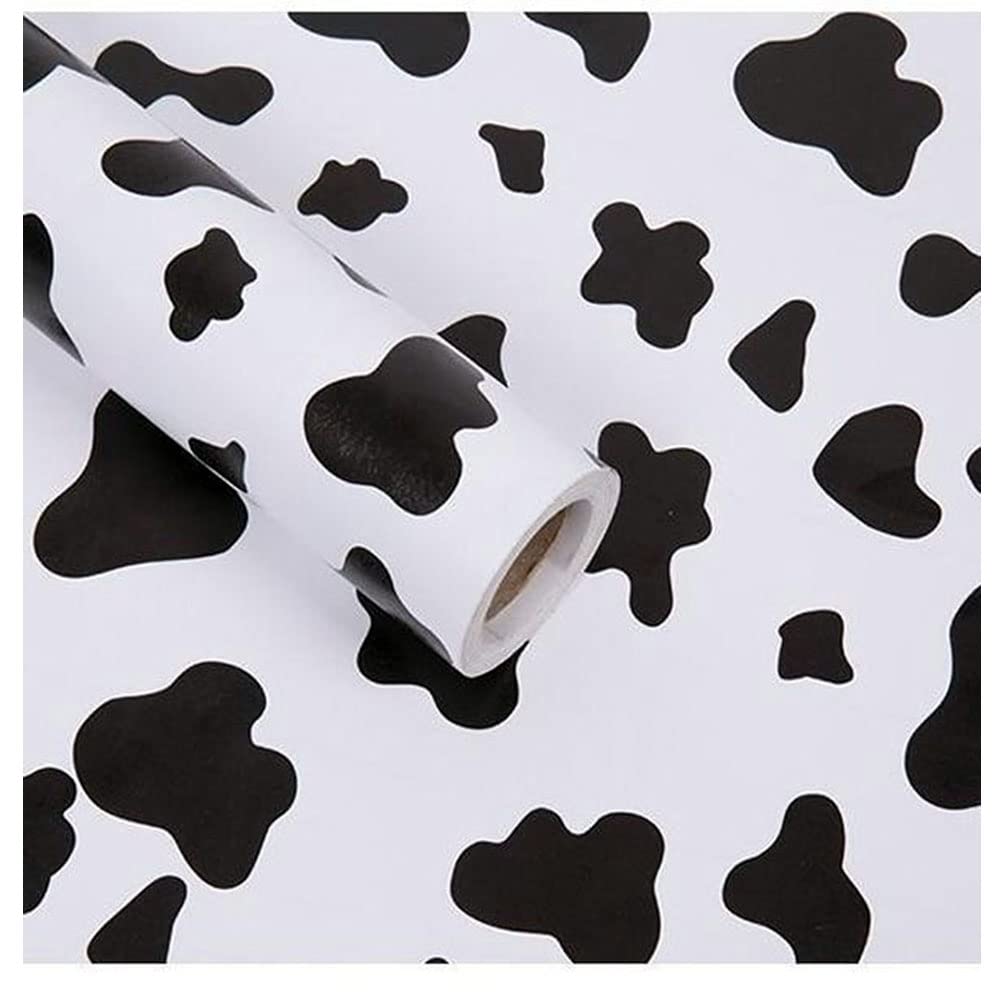 Self-Adhesive Black & White Cow Print Vinyl Contact Paper - 17.7