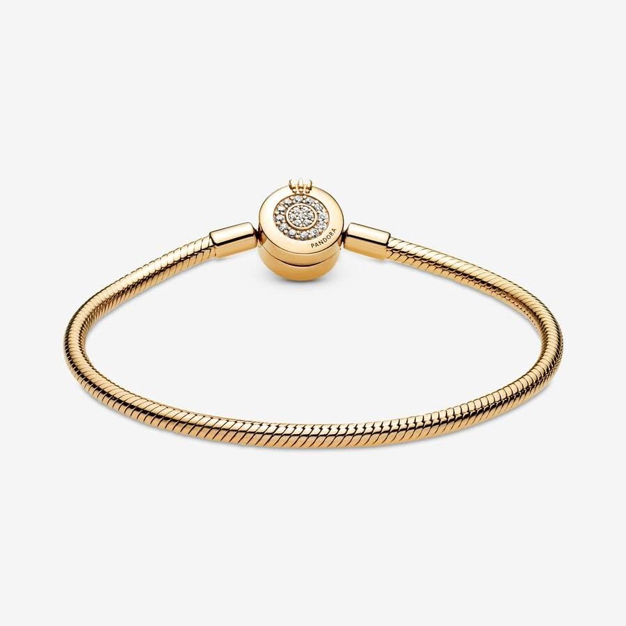 PANDORA Moments Sparkling Crown O Pavé Clasp Snake Chain Bracelet for Women - Elegant Jewelry Gift with Gift Box - Perfect for Anniversaries, Birthdays & Special Occasions