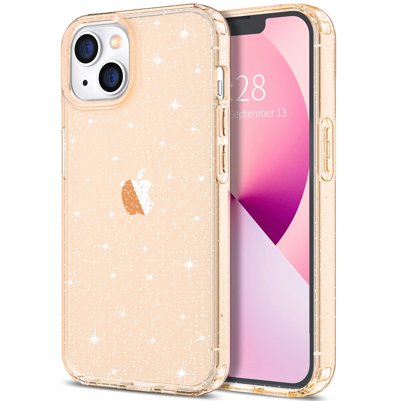 Hython Sparkly Glitter Phone Case for iPhone 13 - Rose Gold Shiny Bling Cover, Anti-Scratch Soft TPU Slim Fit Shockproof Protective Case for Women & Girls | Perfect for Parties, Daily Use & Gift Giving