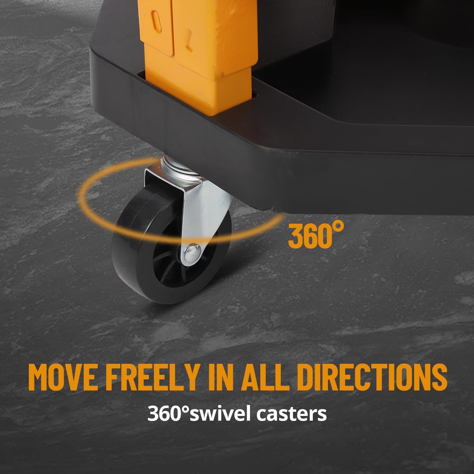 GARVEE 330LBS Heavy Duty Rolling Shop Stool for Garage - Mechanic Stool with 360° Swivel Casters, Ergonomic Design & High Weight Capacity - Perfect for Auto Repair, Workshop & Industrial Use