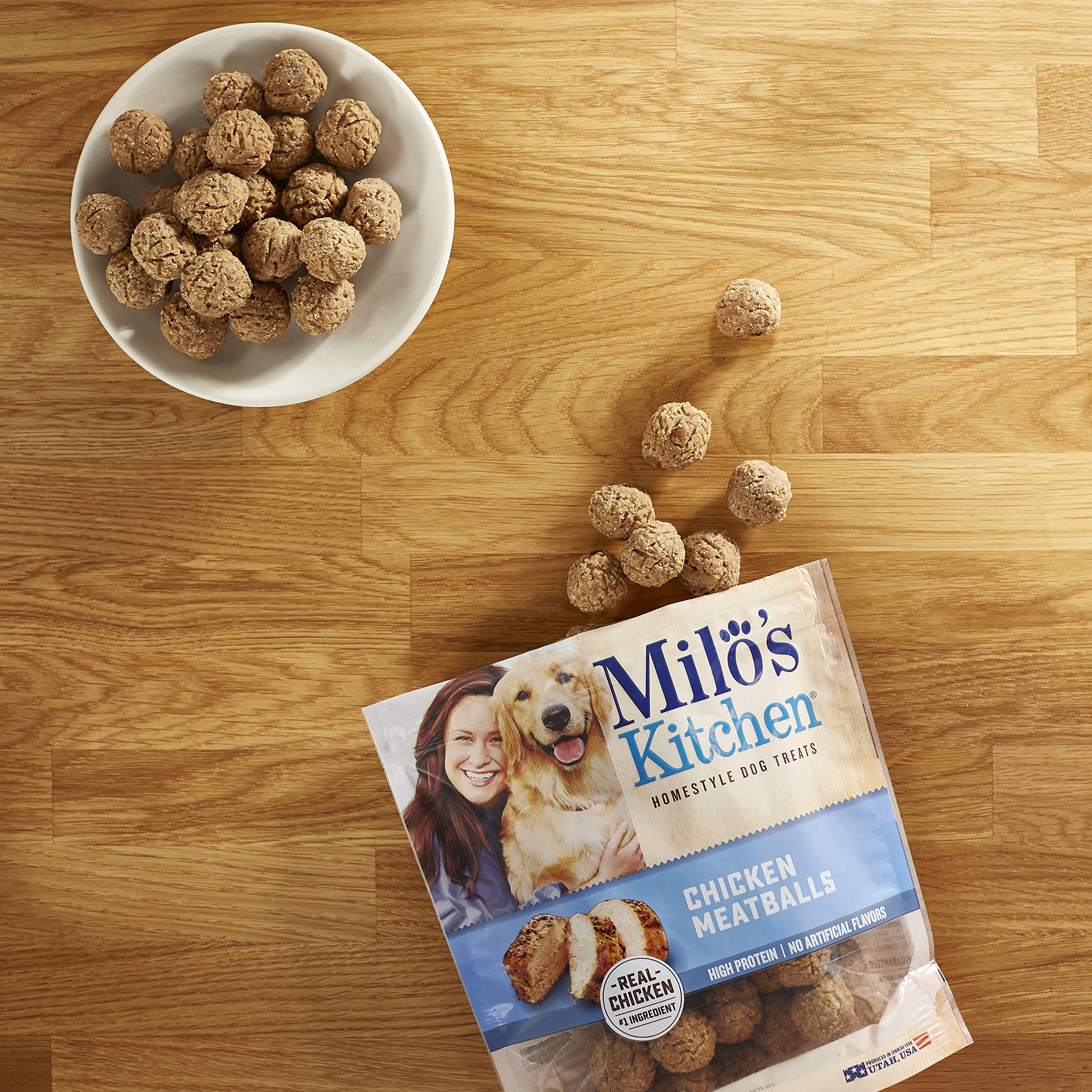 Milo's Kitchen Chicken Meatballs Dog Treats - Grain Free, All Natural, 3-Ounce Bags (Pack of 12) - Perfect for Training, Rewarding & Bonding with Your Dog