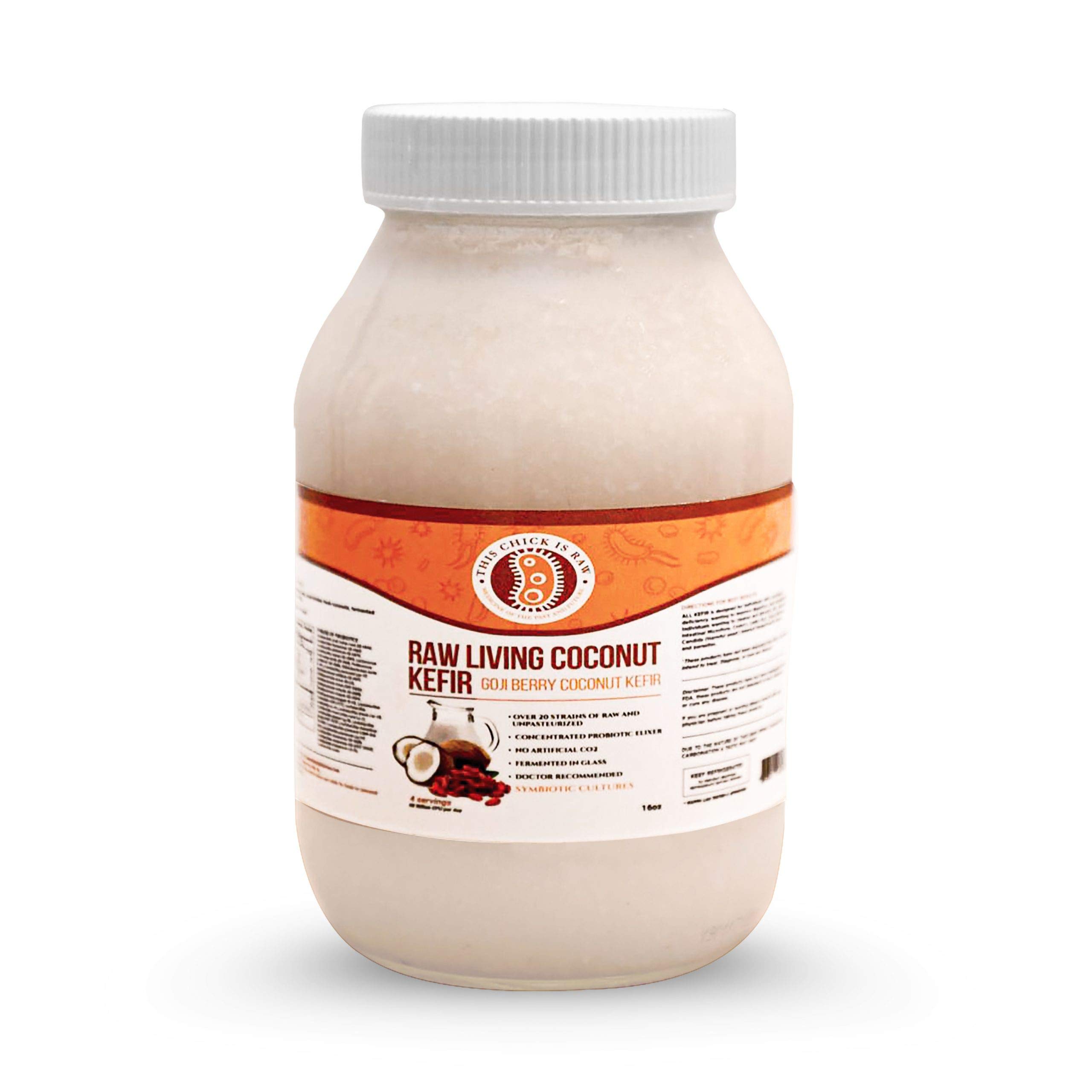 Organic Raw Goji Berry Coconut Milk Kefir Probiotic Drink - 1 Gallon (128oz) by This Chick Is Raw - Dairy-Free, Vegan, Gut Health Beverage for Smoothies, Breakfast Bowls & Healthy Lifestyle