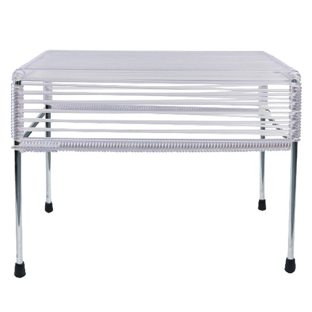 Innit Adam Ottoman with Chrome Frame - Clear Acrylic Modern Stool for Living Room, Bedroom & Office - Stylish Seating & Footrest