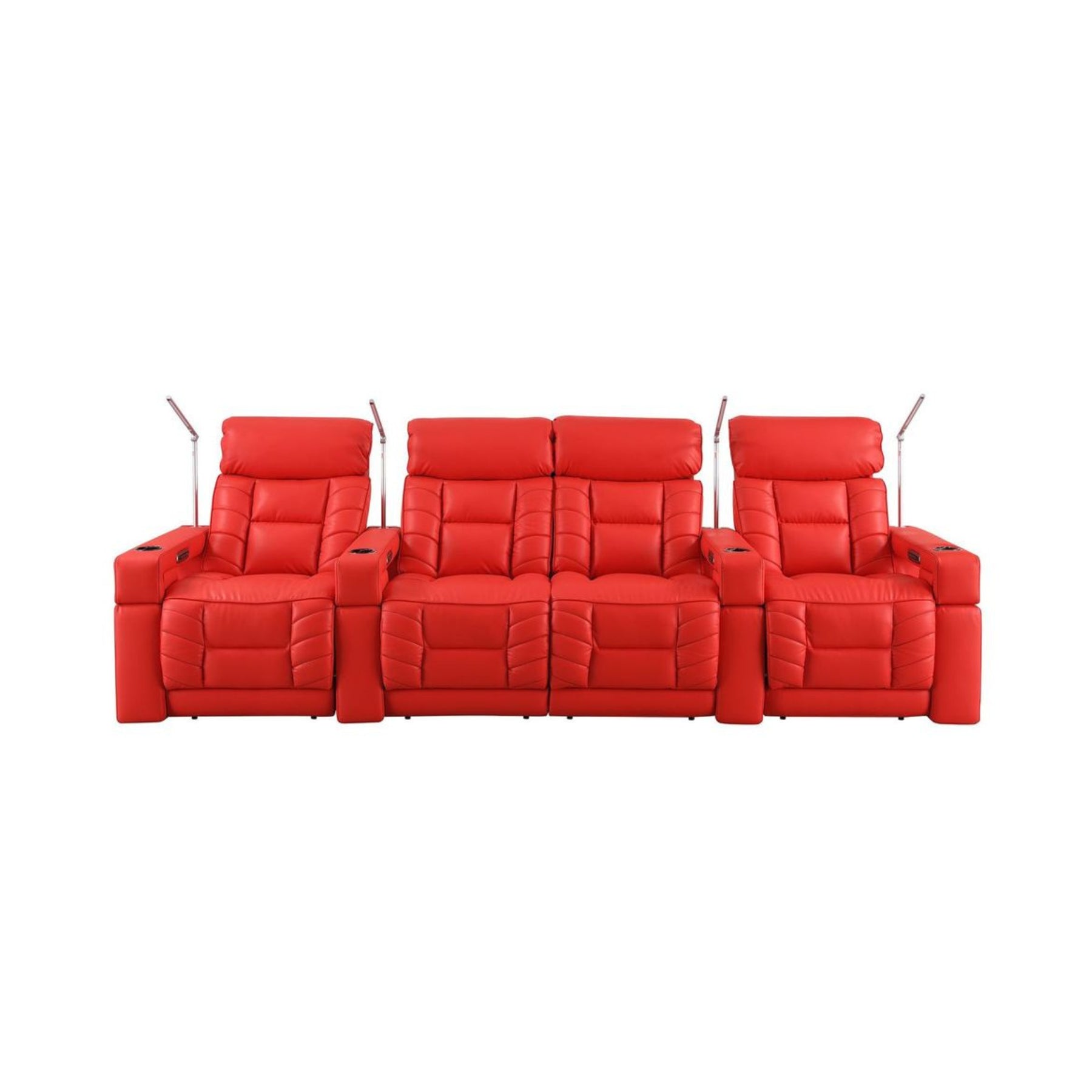 RowOne 4-Piece Recliner Set - Ultra Soft Fabric Sectional Sofa with Cup Holders and USB Ports | Perfect for Living Room, Home Theater, and Family Gatherings