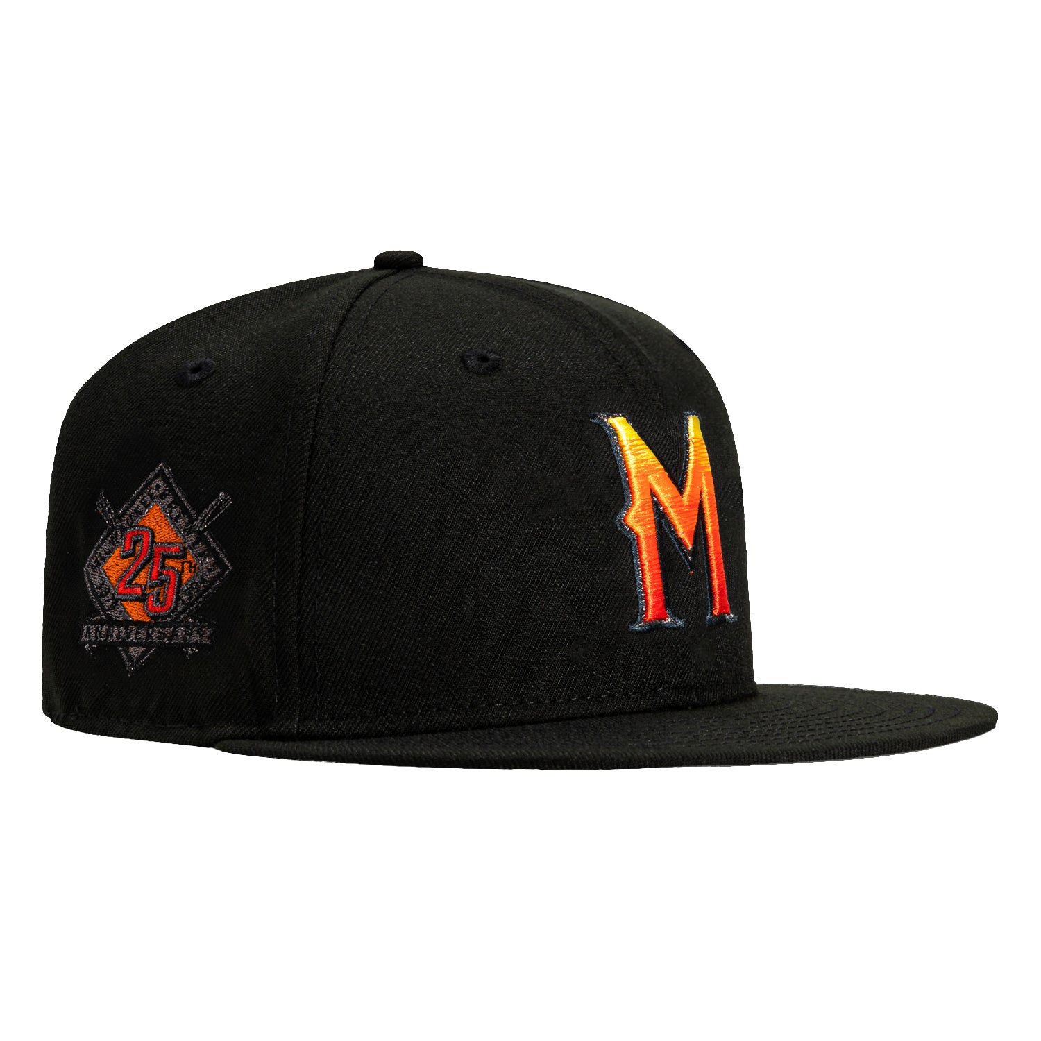 New Era 59Fifty Milwaukee Brewers 25th Anniversary Patch Snapback Hat - Black, Red & Orange - Official MLB Baseball Cap for Men & Women - Perfect for Games, Fan Gear & Streetwear Fashion