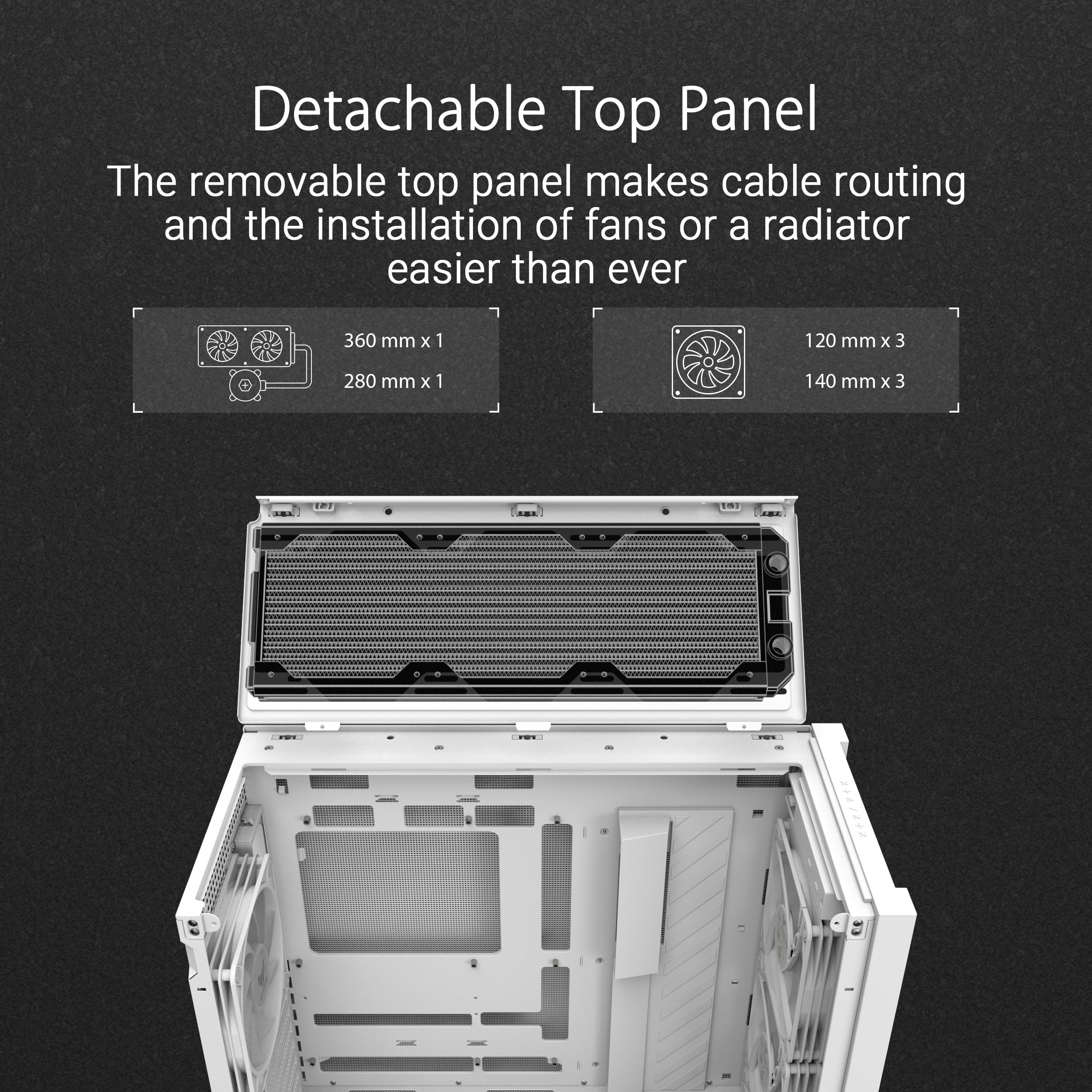 ASUS TUF Gaming GT302 ARGB ATX Mid-Tower PC Case - High Airflow with 4x140mm ARGB Fans, Interchangeable Tempered Glass/Mesh Panels, BTF Hidden-Connector Motherboard Support | Black | Ideal for Gaming Rigs & High-Performance PC Builds