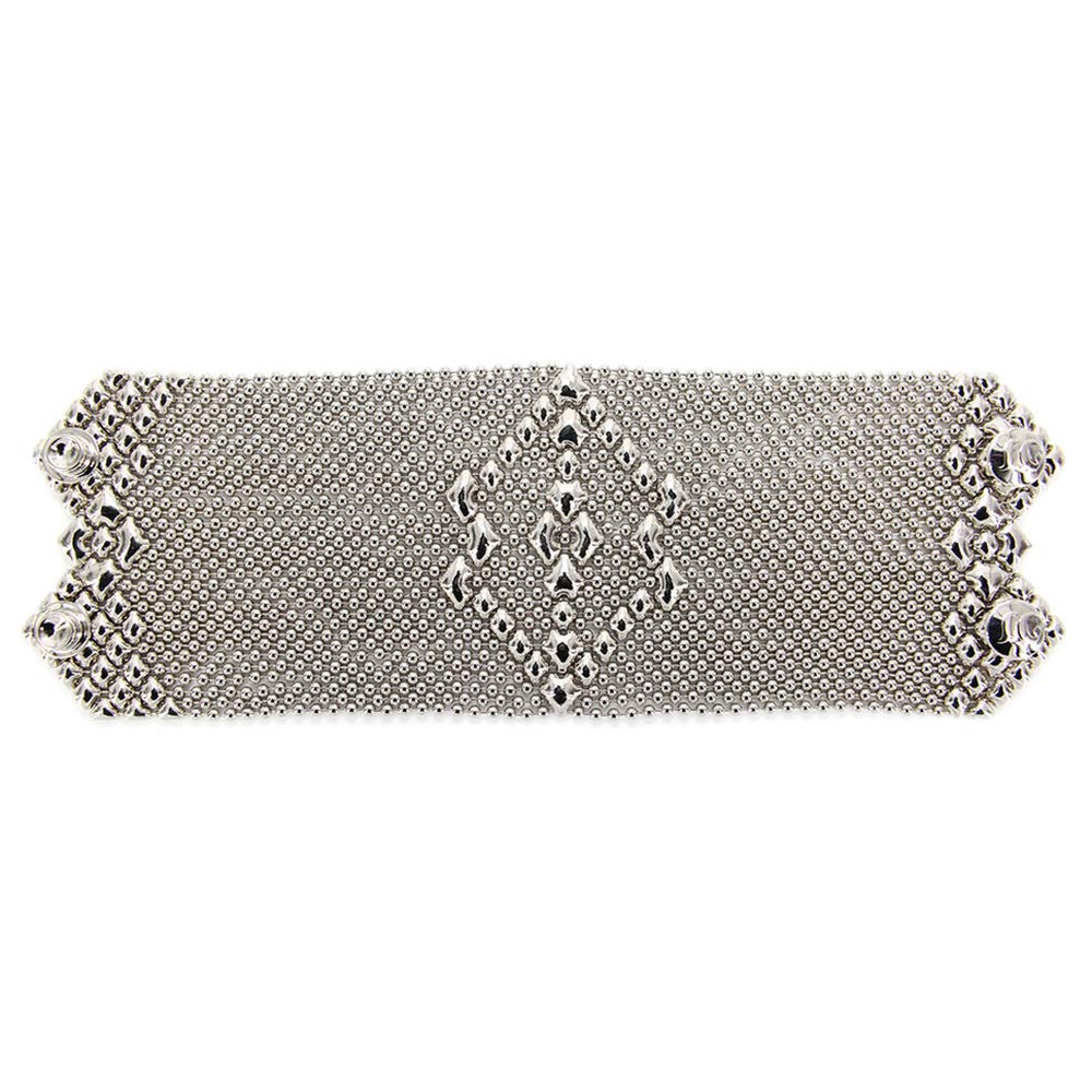 Sergio Gutierrez SG Liquid Metal Wide 2-Snap Bracelet with Pouch - Chrome Plated B50-N | Stylish Unisex Fashion Accessory for Parties, Weddings & Everyday Wear
