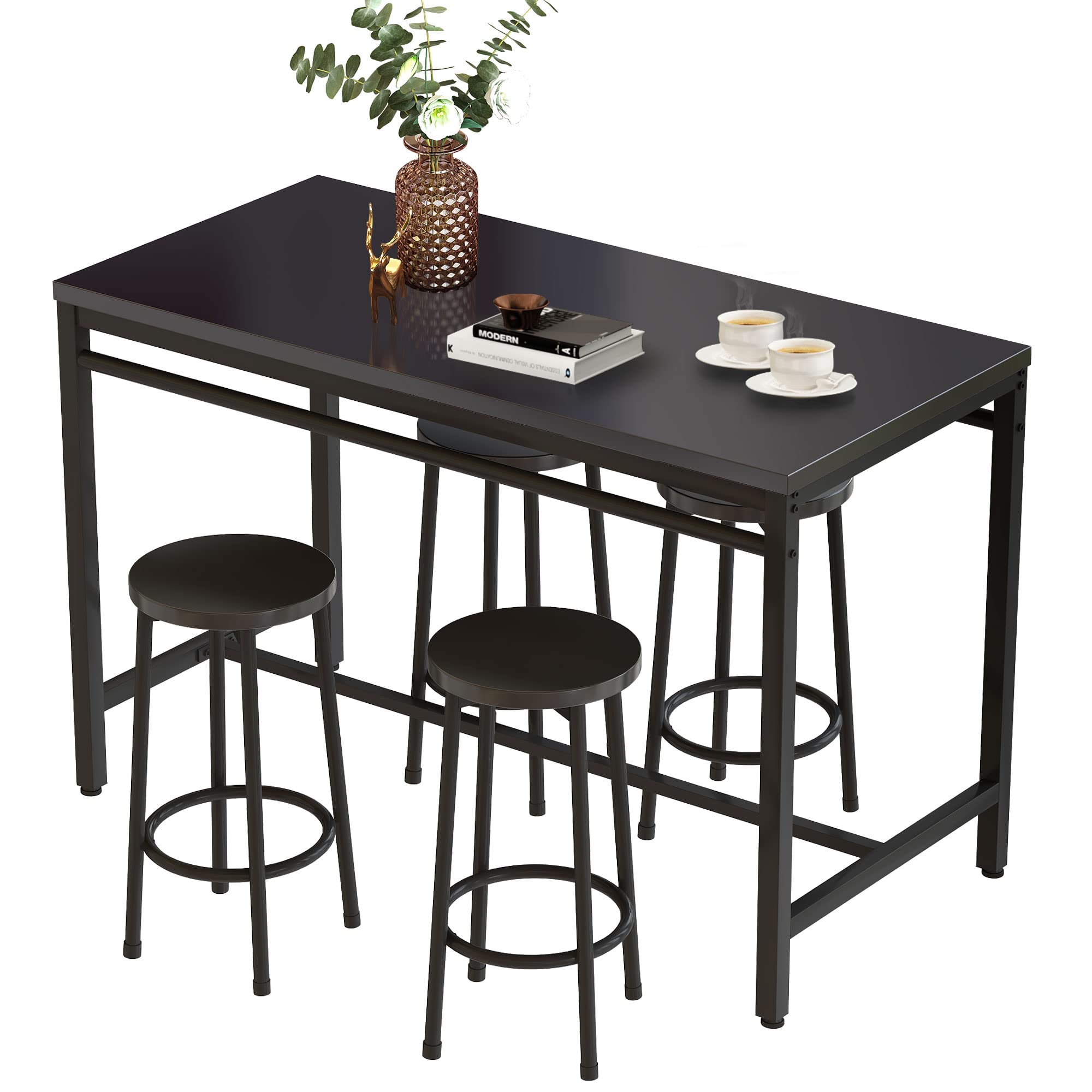 **4-Piece Dining Table Set for 4 - Modern Kitchen & Bar Table with 4 Chairs - Perfect for Living Room, Apartment, Restaurant & Pub - Space-Saving & Stylish Dining Solution**