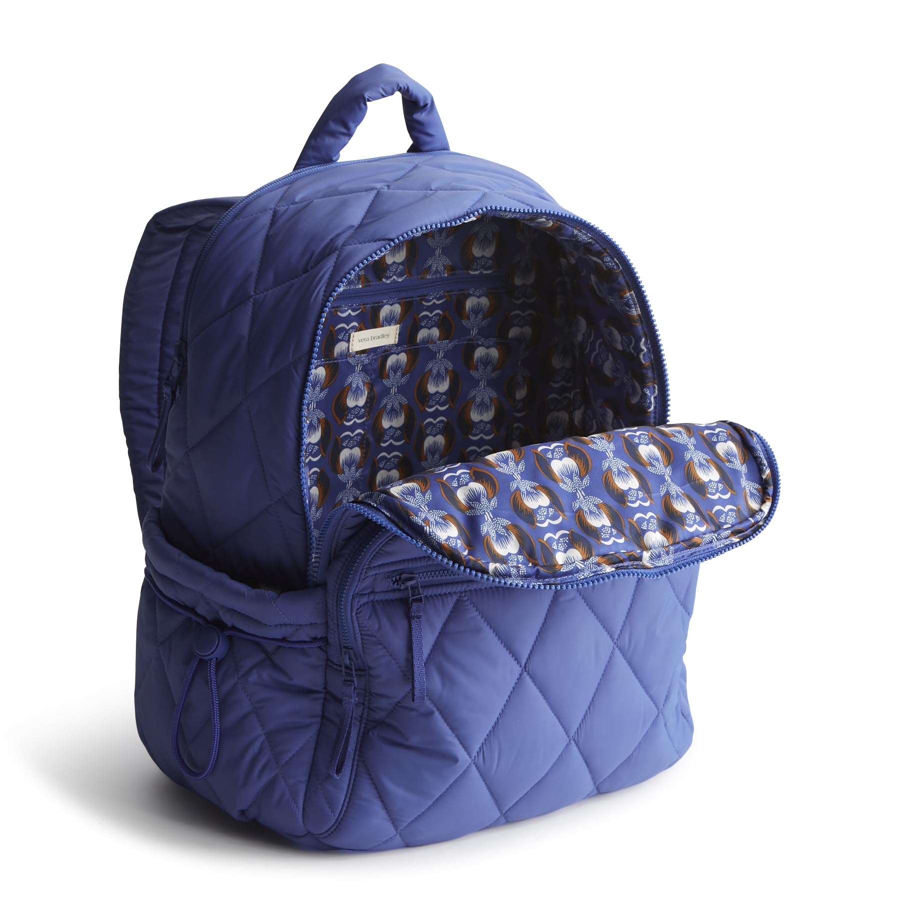 Vera Bradley Featherweight Bancroft Backpack - Lightweight Travel Backpack for Women, Deep Ultramarine Blue, Perfect for School, Work & Travel