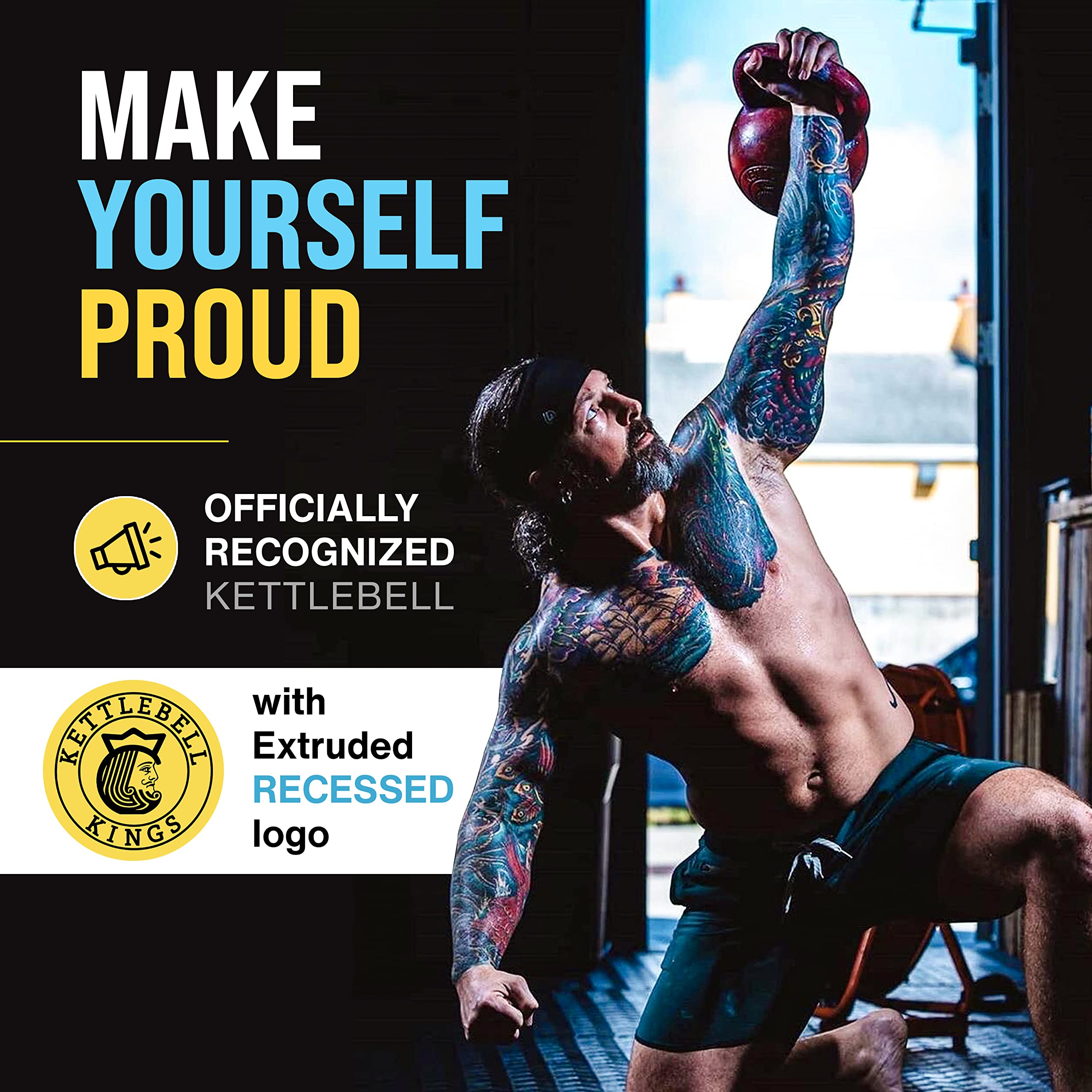 Kettlebell Kings Competition Kettlebells 8-48kg (35mm Handle) - Premium Cast Iron Weight for Strength Training & CrossFit | Home Gym Equipment for Men & Women | Ideal for HIIT, Functional Fitness & High Repetition Workouts