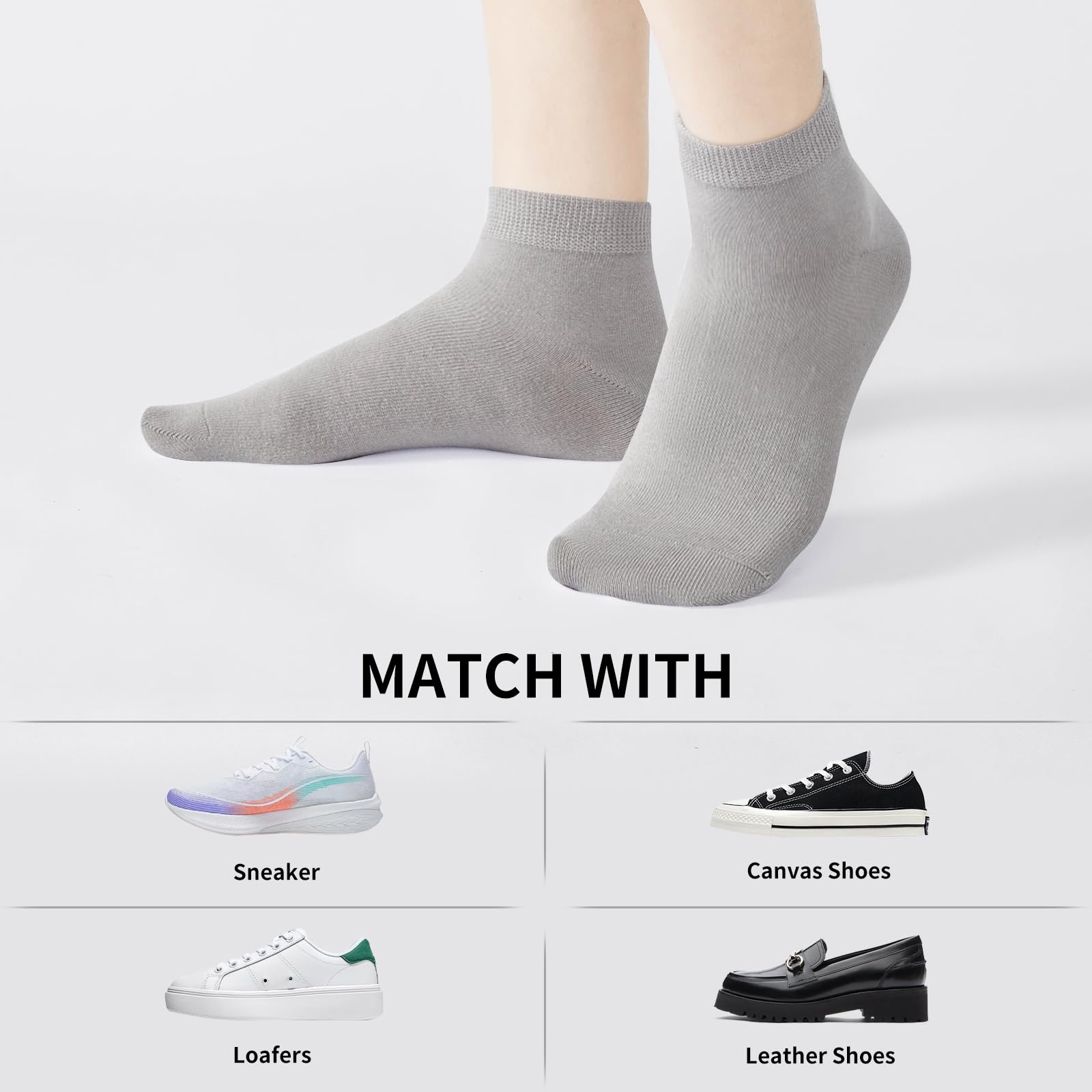 **J-BOX Women's Ankle Socks - 8/10 Pairs Thin Cotton Athletic Socks for Running, Yoga & Casual Wear - Breathable Low Cut Socks for Everyday Comfort**
