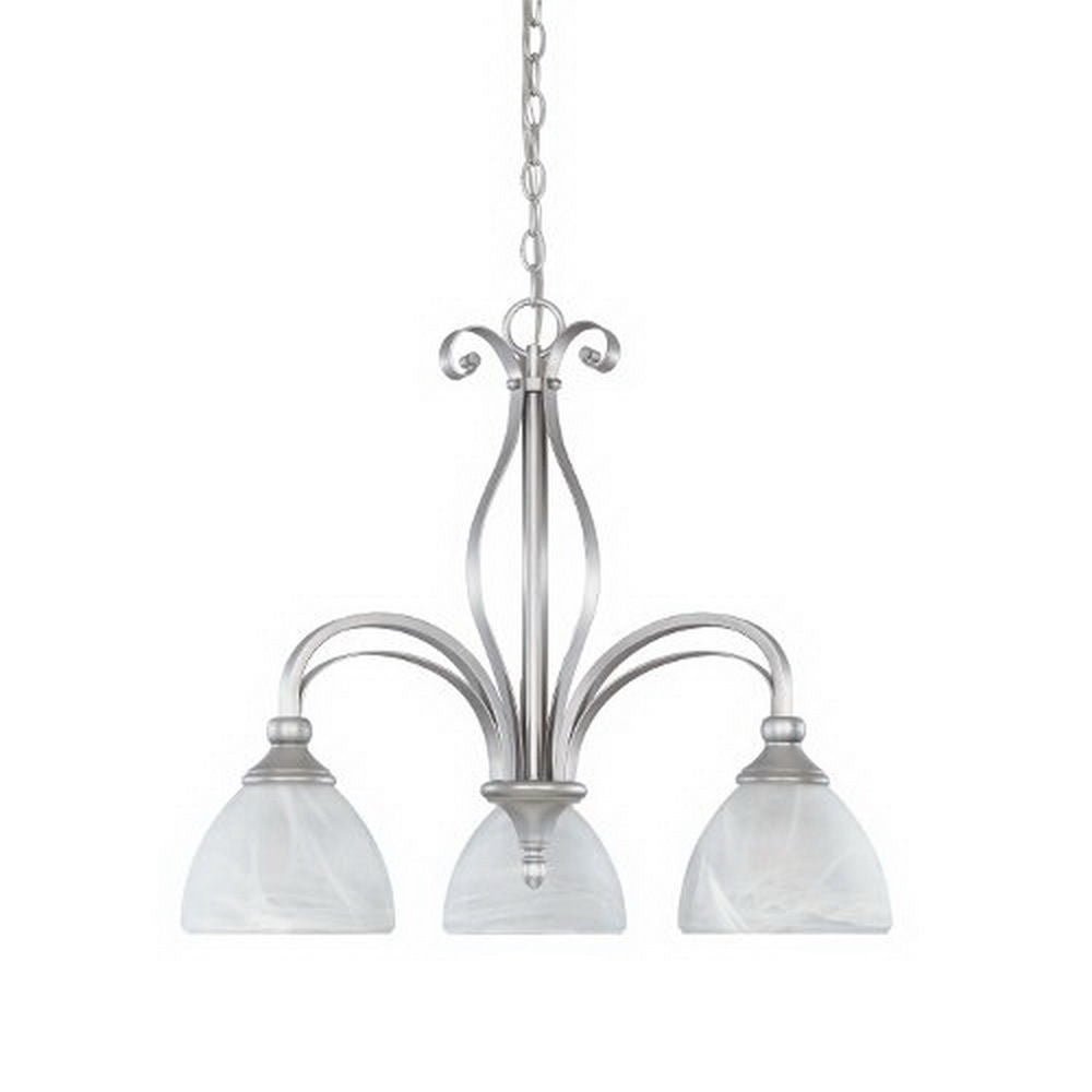 Designer Matte Pewter Three-Light Hanging Chandelier - Modern MTP Del Amo Collection for Dining Room, Kitchen Island & Foyer Lighting | 82883 Model