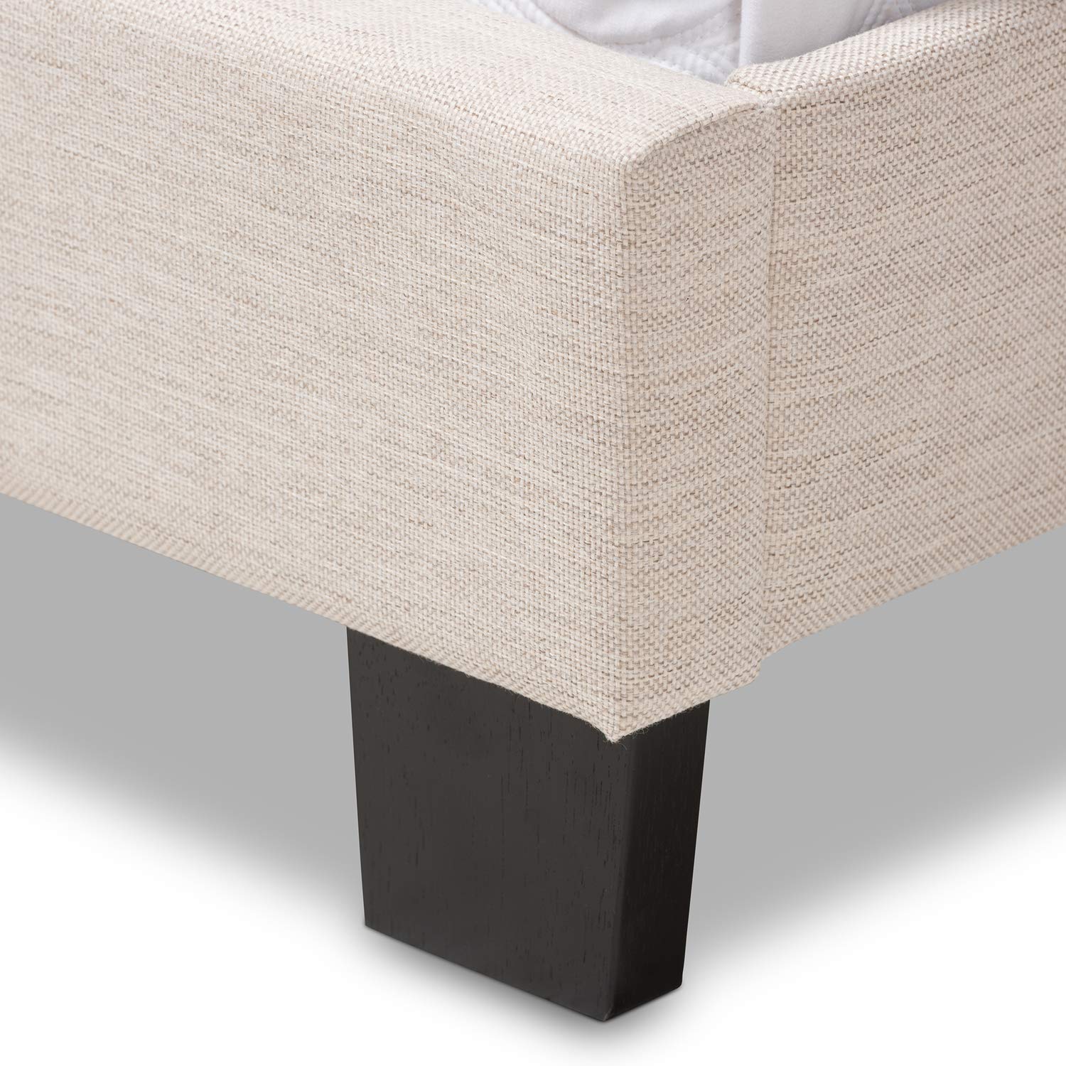 Baxton Studio Cassandra Modern Full Size Bed - Light Beige Fabric Upholstered Platform Bed Frame with Wooden Slats Support | Perfect for Contemporary Bedrooms, Guest Rooms & Small Spaces