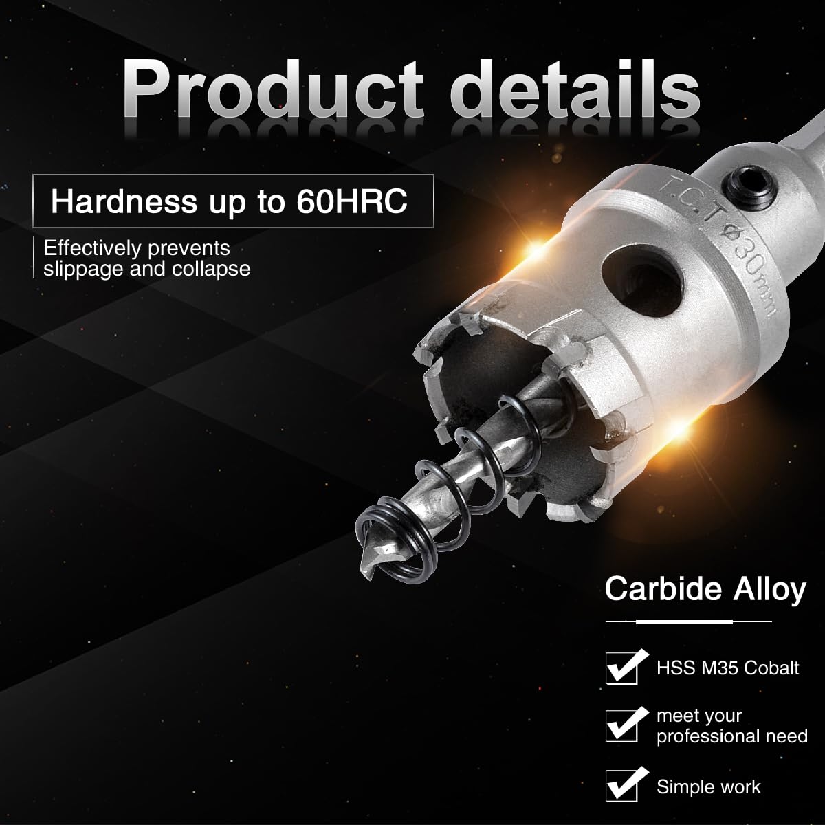 KATUR 30mm Tungsten Carbide Tipped Hole Saw Set - TCT Drill Bit for Cutting Stainless Steel, Metal Sheets & Hard Materials - Perfect for Plumbing, HVAC & Metal Fabrication Projects