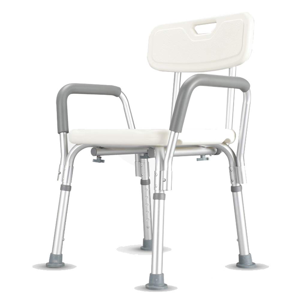 Adjustable Height Non-Slip Aluminum Shower Stool with Backrest - Bath Chair for Elderly, Disabled & Patients - Safe Bathroom Seat for Showering, Spa & Mobility Assistance - Ideal for Home Care & Rehabilitation Use
