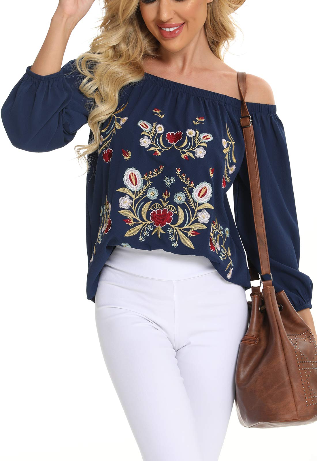 Mexican Embroidered Shirt for Women - Boho Floral Western Top for Festivals & Vacations