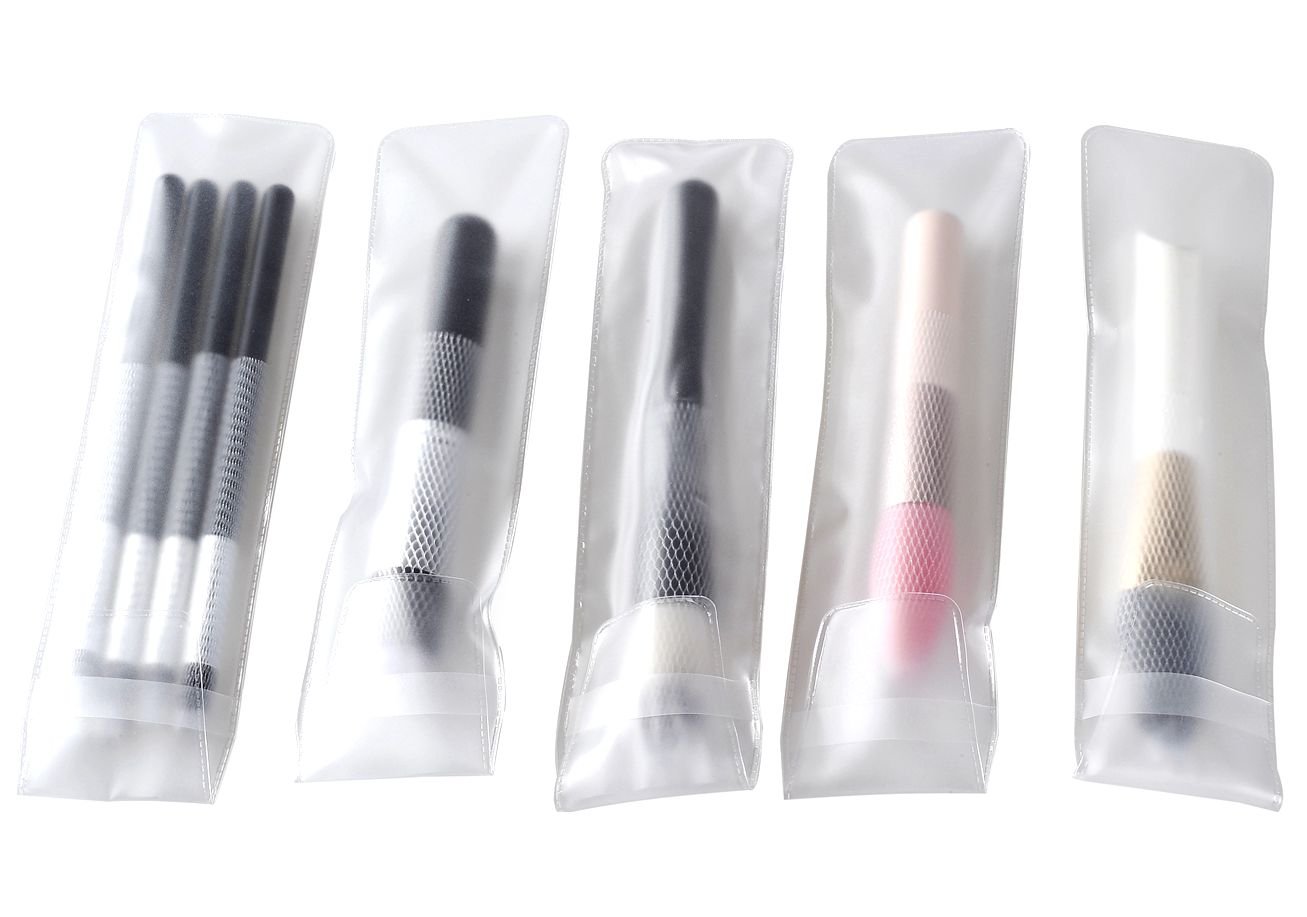 10 Pcs PVC Cosmetic Makeup Brush Protector Bags - Plastic Storage Pouches for Travel & Organization (Brushes Not Included) - Perfect for Makeup Artists, Beauty Enthusiasts & Travelers