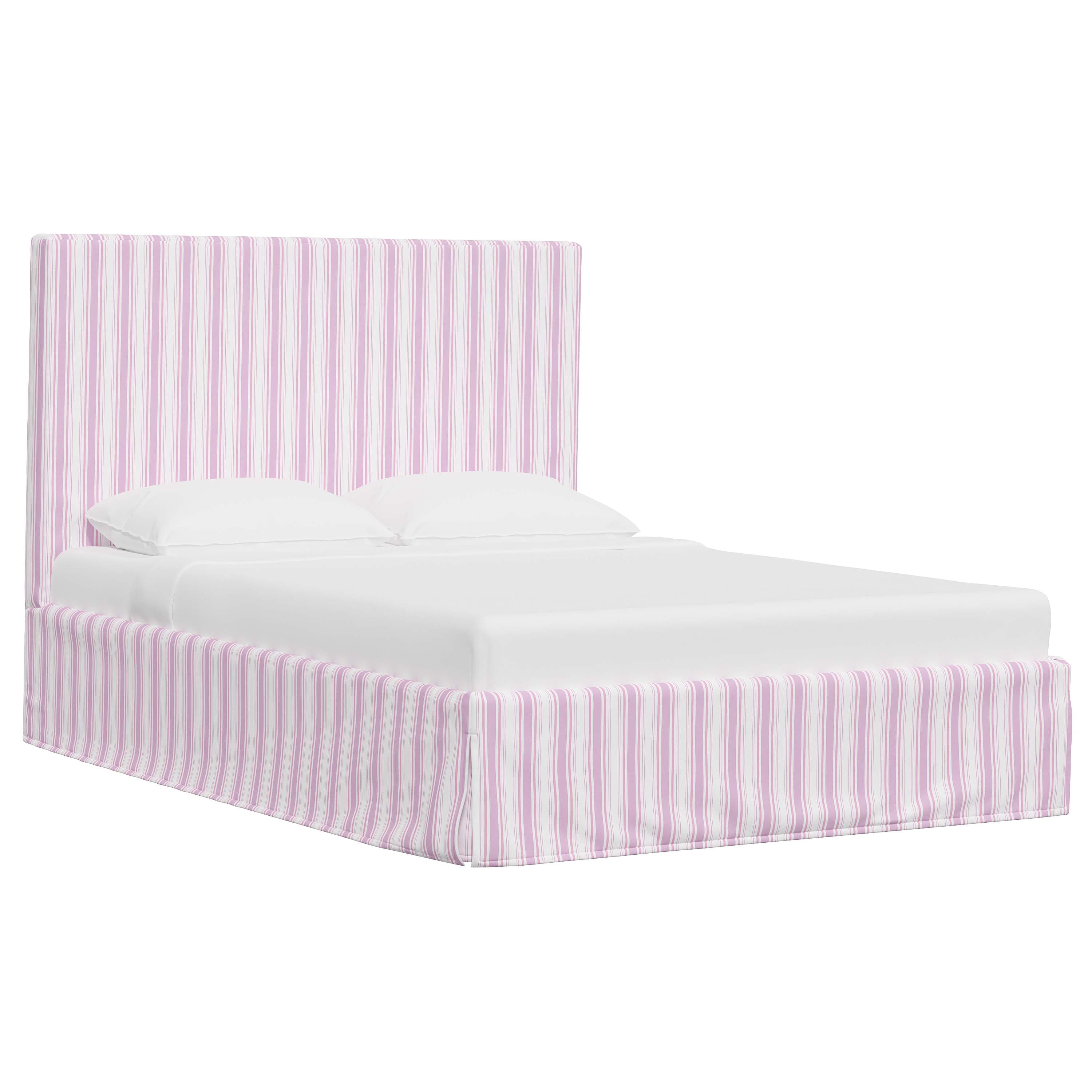 Violet Slipcovered Bed - Soft Washable Fabric Upholstered Queen Size Bed Frame with Headboard - Perfect for Modern Bedrooms, Guest Rooms & Cozy Home Decor