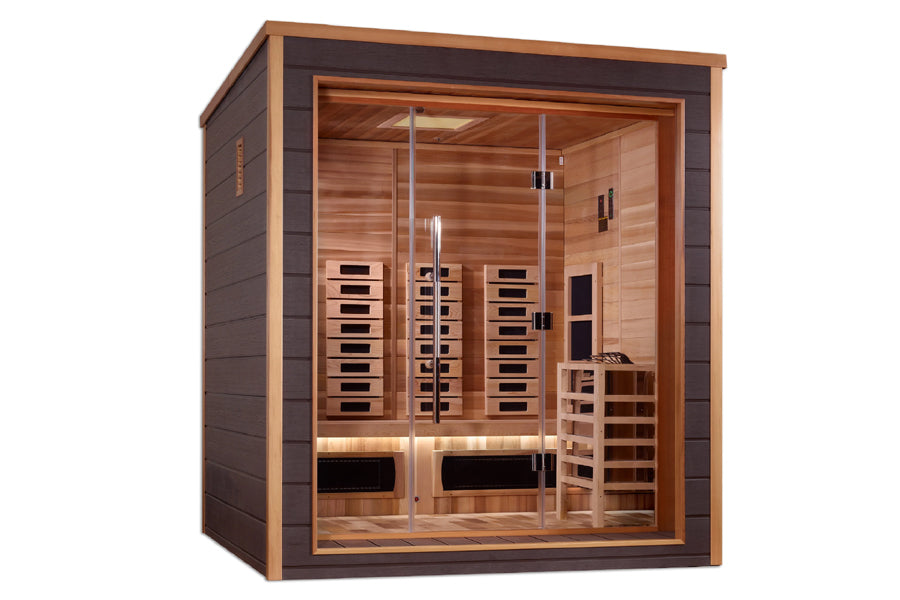Golden Designs Visby 3-Person Infrared Sauna for Indoor & Outdoor Use - Full Spectrum Therapy for Relaxation & Detox | Perfect for Home Spa, Backyard Wellness & Gym Recovery