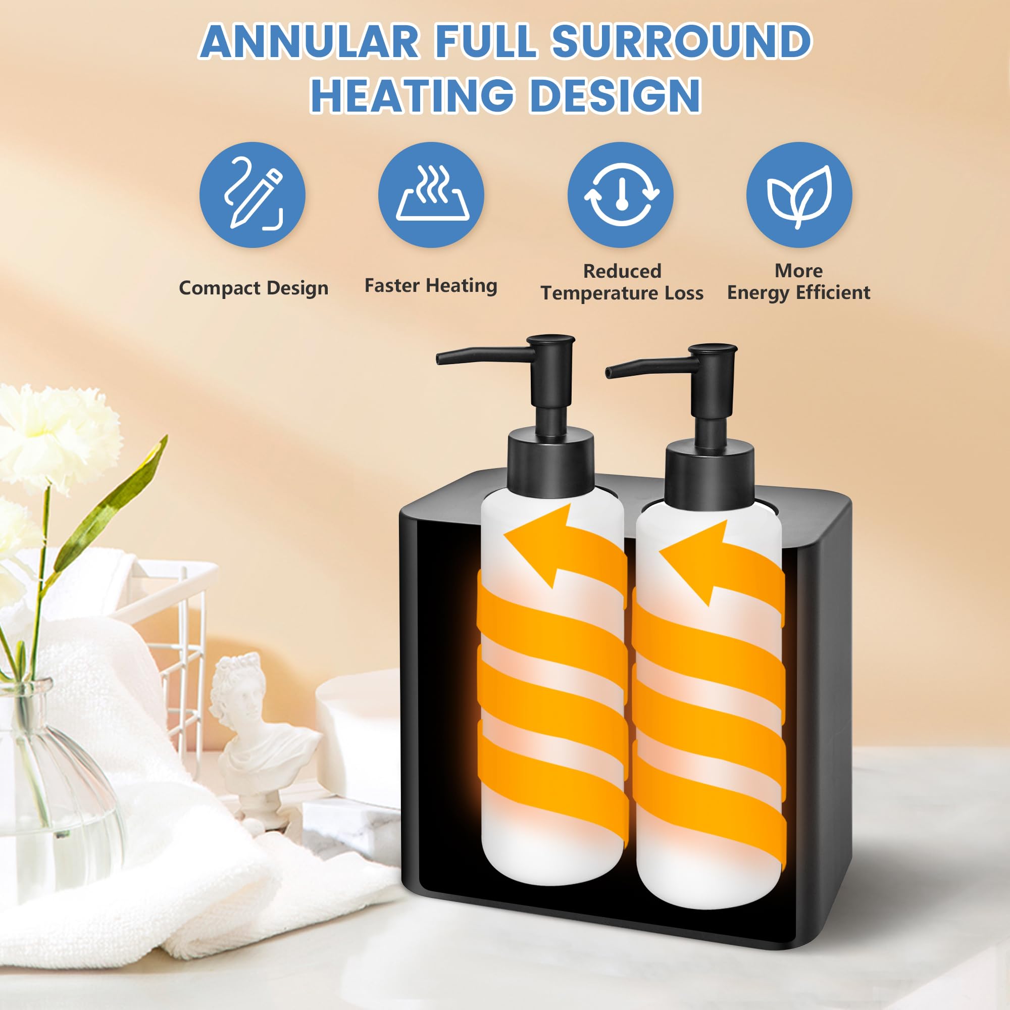 Professional Electric Massage Oil Warmer with Digital Display & ℃/℉ Switch - Dual Bottle Heater for SPA, Beauty Salon & Home Use - Portable Lotion Warmer for Aromatherapy, Body Massage & Skin Care Treatments