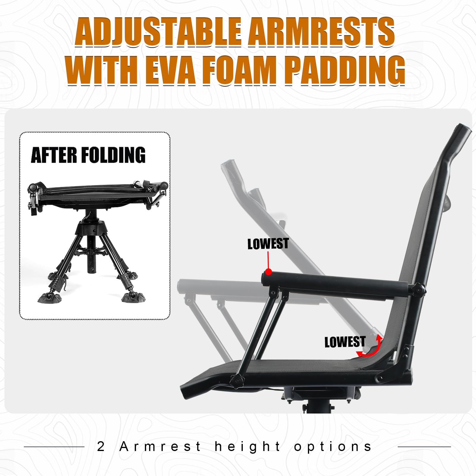 360° Swivel Hunting Chair with Adjustable Height & 4 Stable Legs - Portable Folding Blind Chair for Deer, Duck Hunting & Fishing - Perfect for Ground Blinds, Tree Stands & Outdoor Adventures