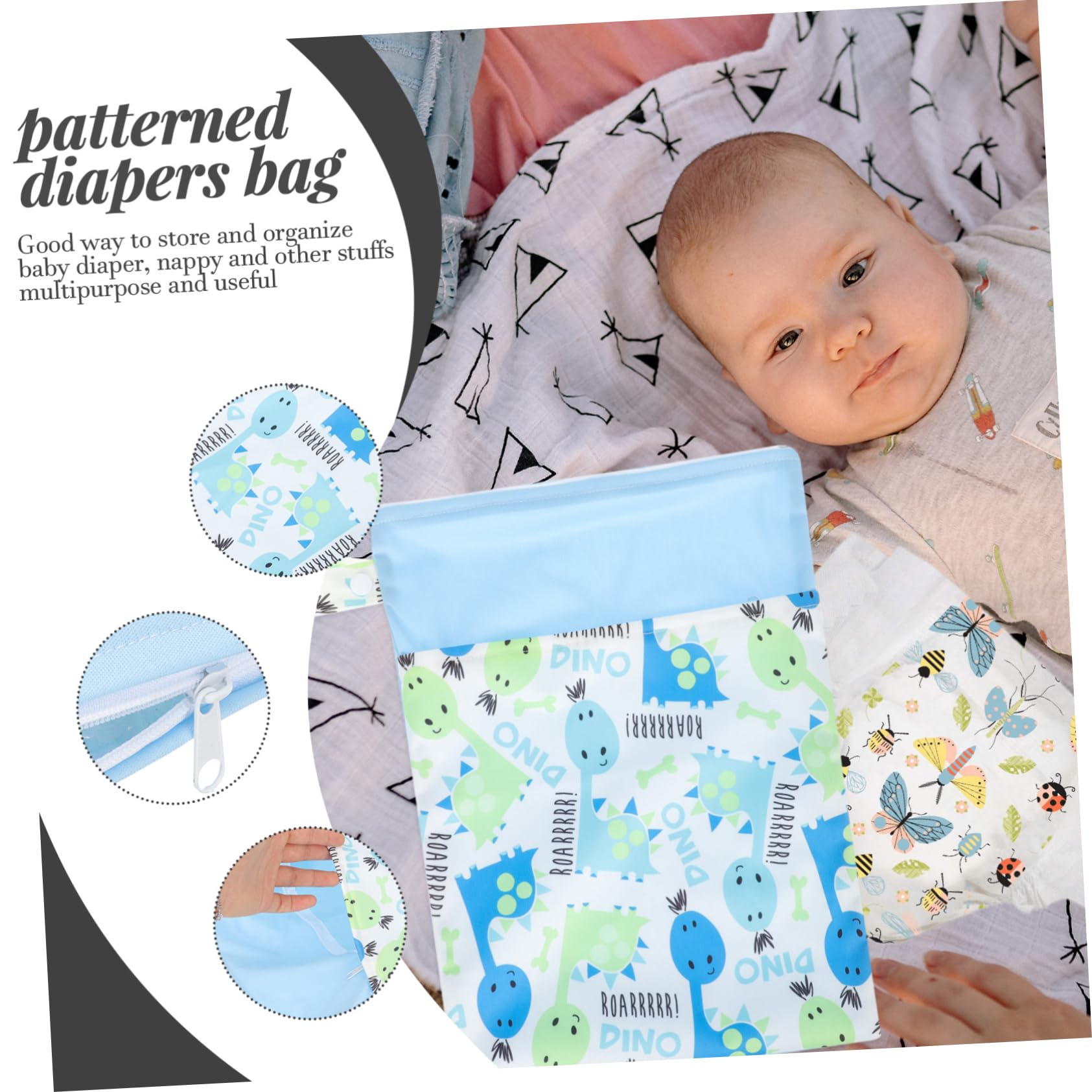VICASKY 5-Pack Waterproof Diaper Storage Bags - Reusable Wet Dry Organizer Pouch for Baby Essentials, Travel & Daycare - Made with Durable PU Coated Fabric