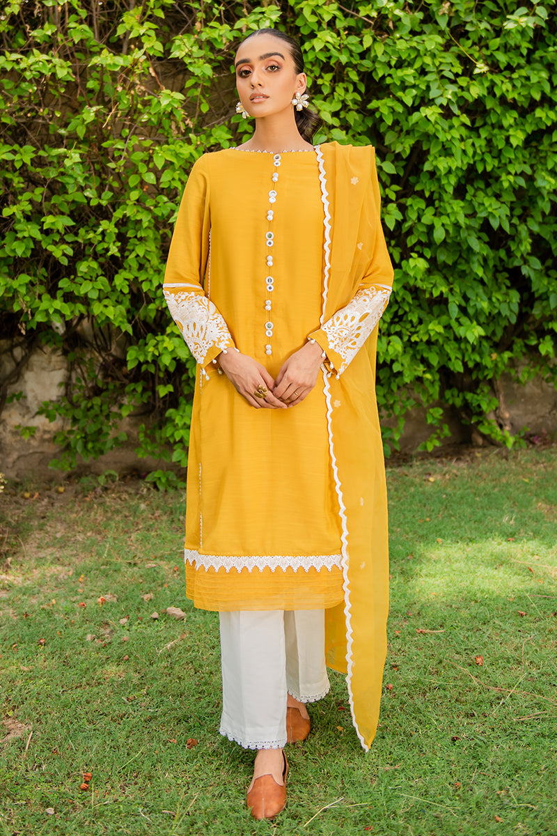 Mustard Izel 2-Piece Set (Shirt & Dupatta) - Stylish Ethnic Outfit for Women, Perfect for Festivals, Weddings & Cultural Events