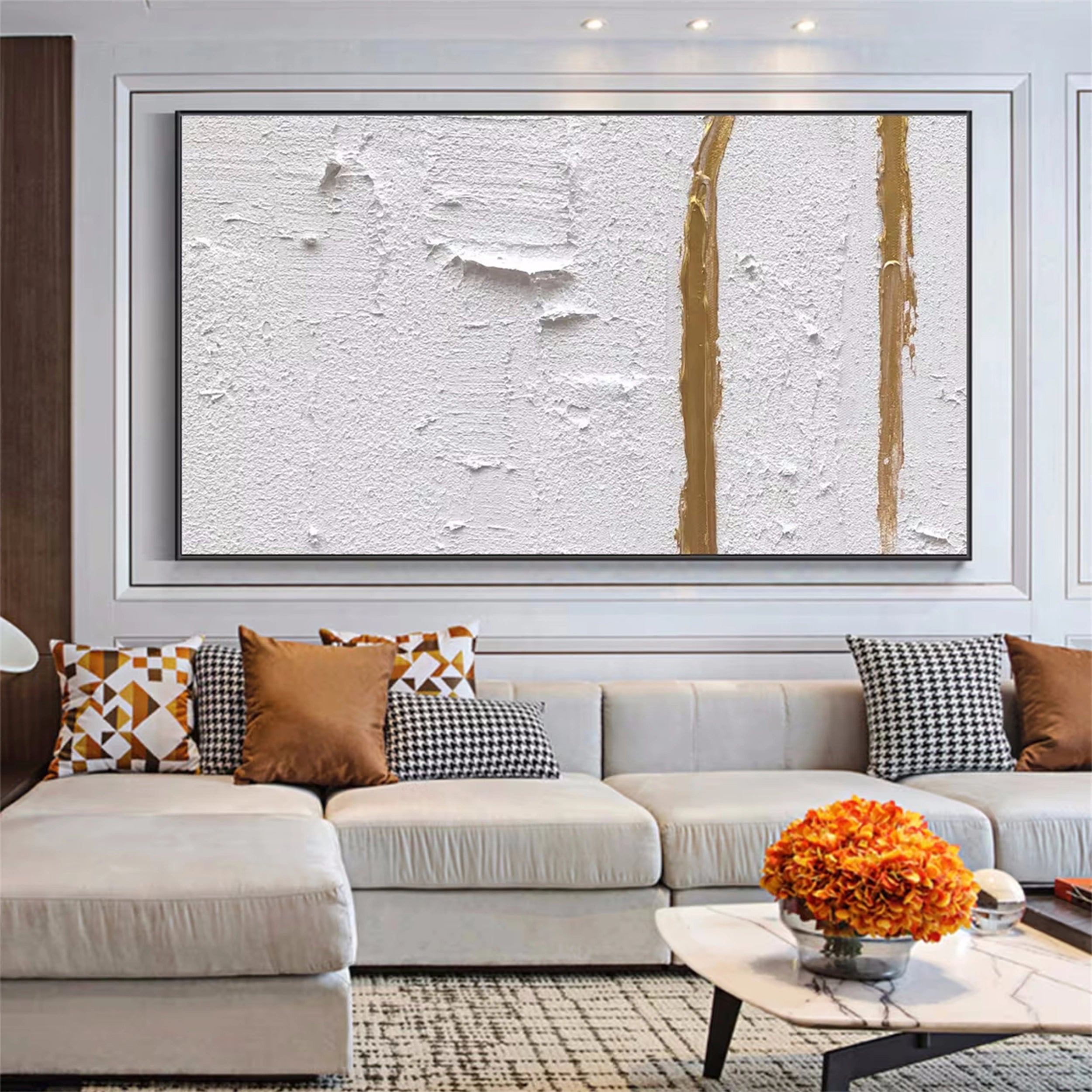 White Minimalist Textured Painting Canvas - Premium Abstract Wall Art for Modern Home Decor | Perfect for Living Room, Bedroom & Office | #MM140